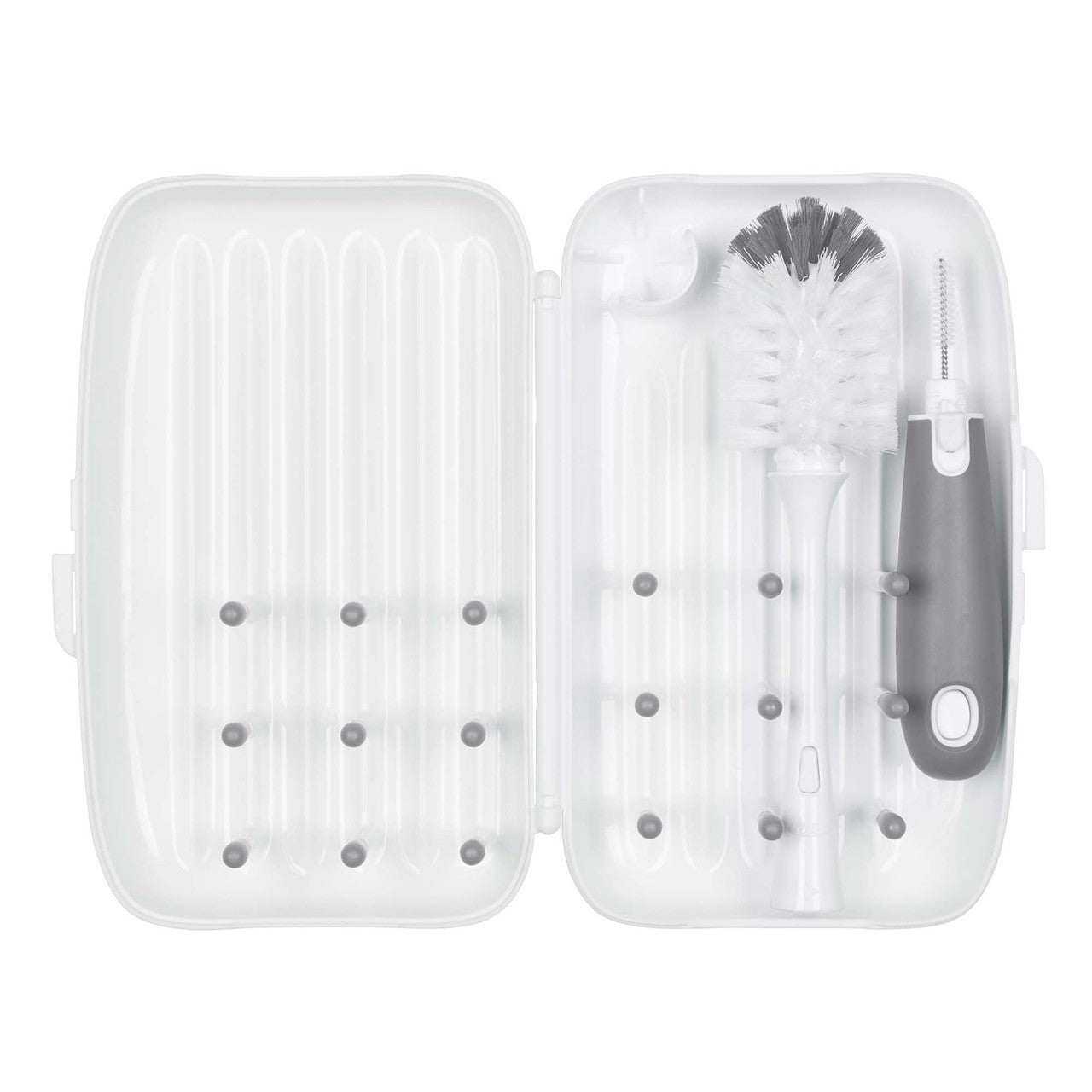 OXO Tot On The Go Drying Rack & Bottle Brush (Grey)