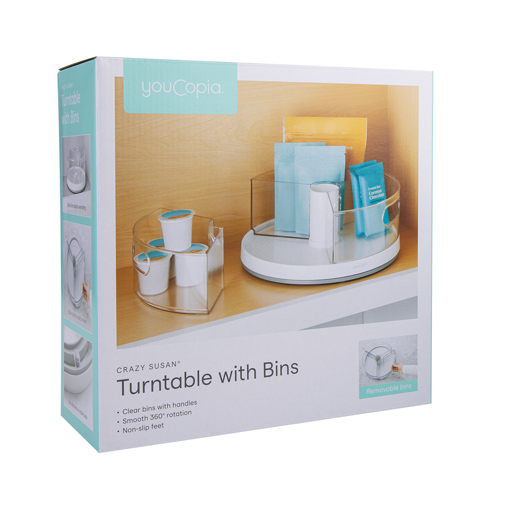 Youcopia Crazy Susan Turntable W/ 3 Bins