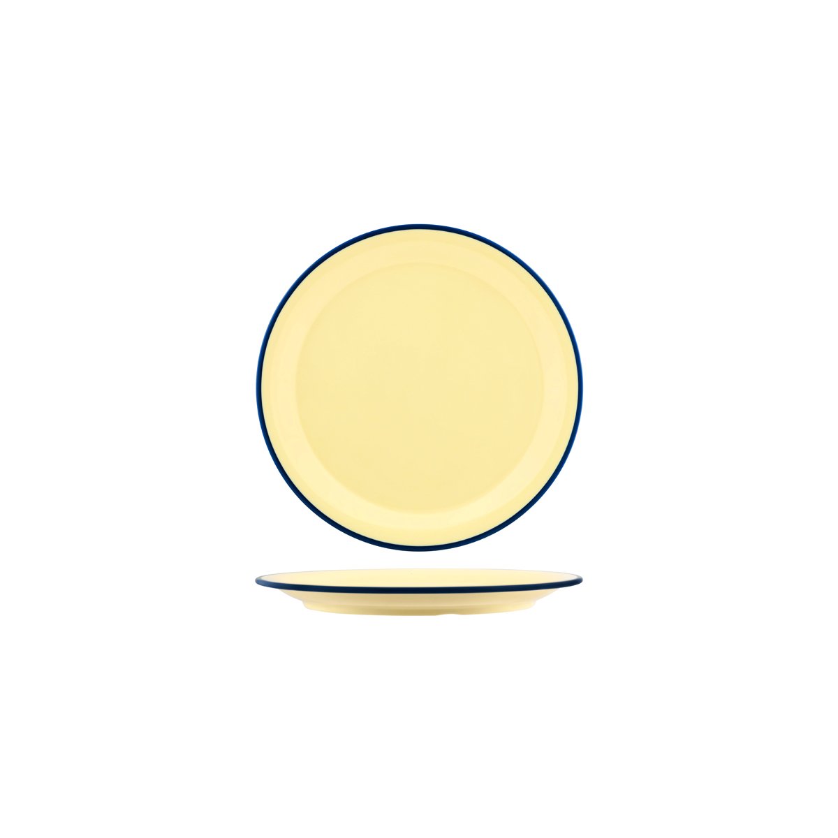 JAB Design Vintage Yellow & Blue Rim Round Plate 190mm