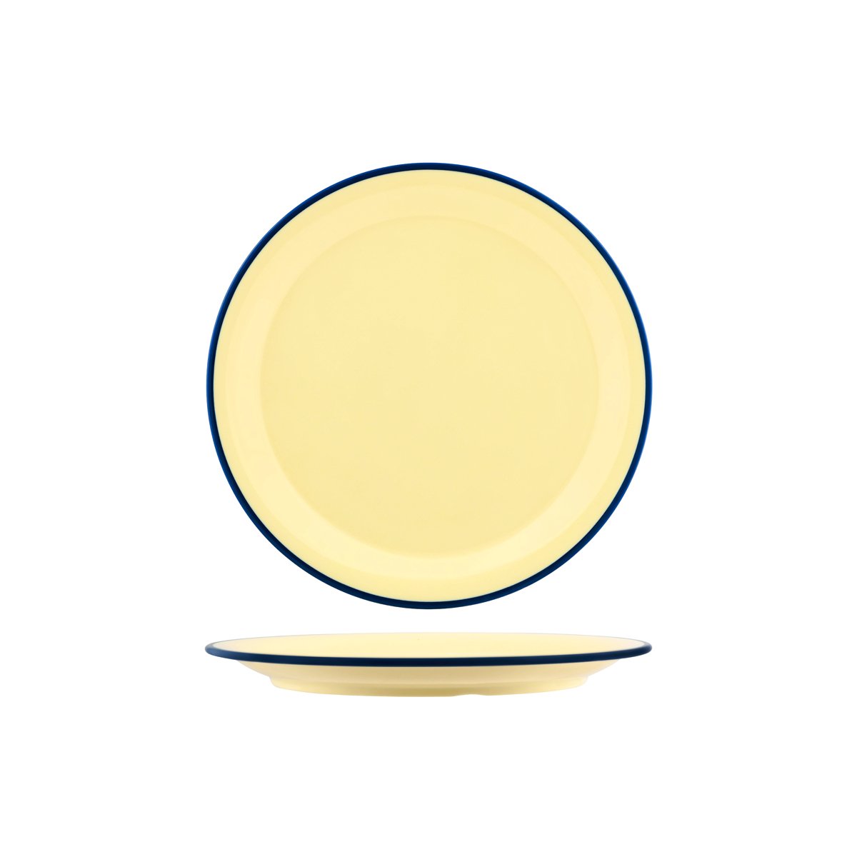 JAB Design Vintage Yellow & Blue Rim Round Plate 255mm