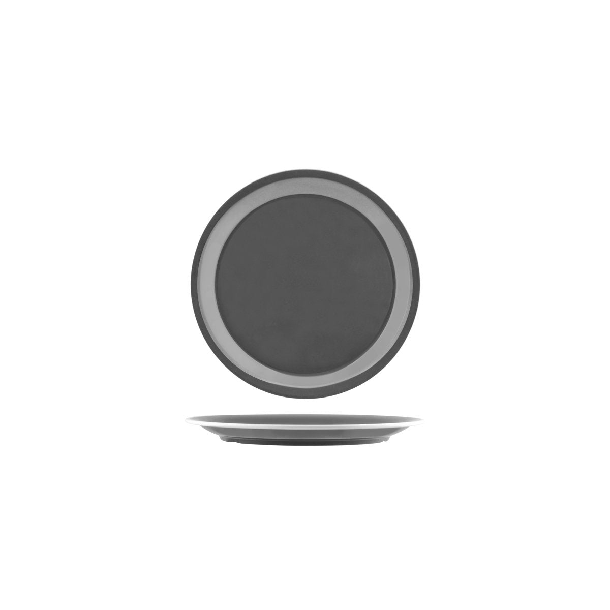 JAB Design Vintage Grey & White Rim Round Plate 190mm