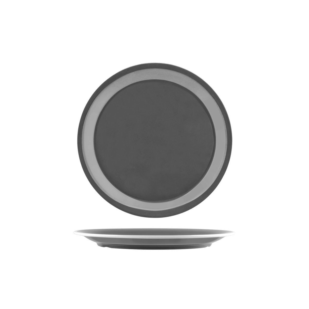JAB Design Vintage Grey & White Rim Round Plate 265mm