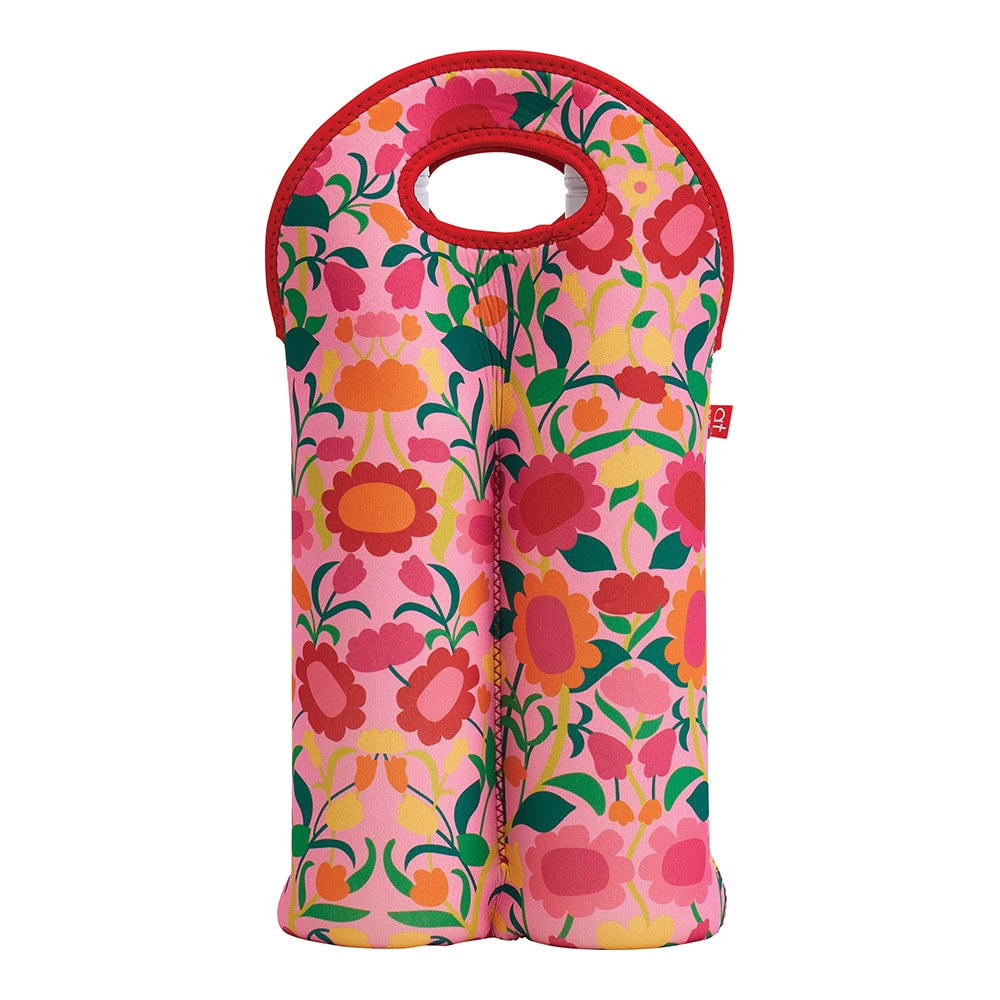 Annabel Trends Neoprene Double Bottle Bag Flower Patch