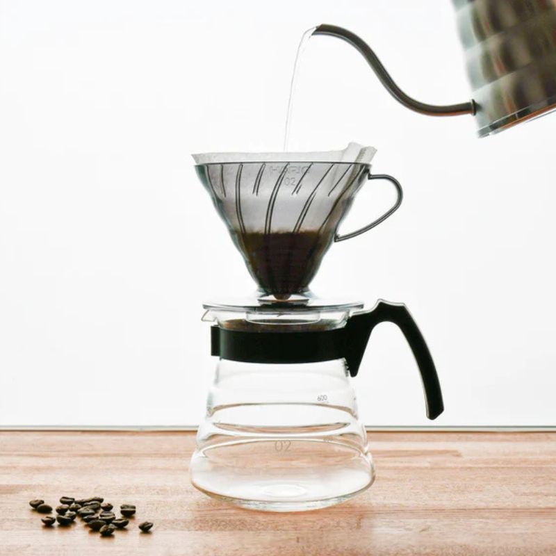 Hario V60 Plastic Dripper 02 with Papers - Transparent Black