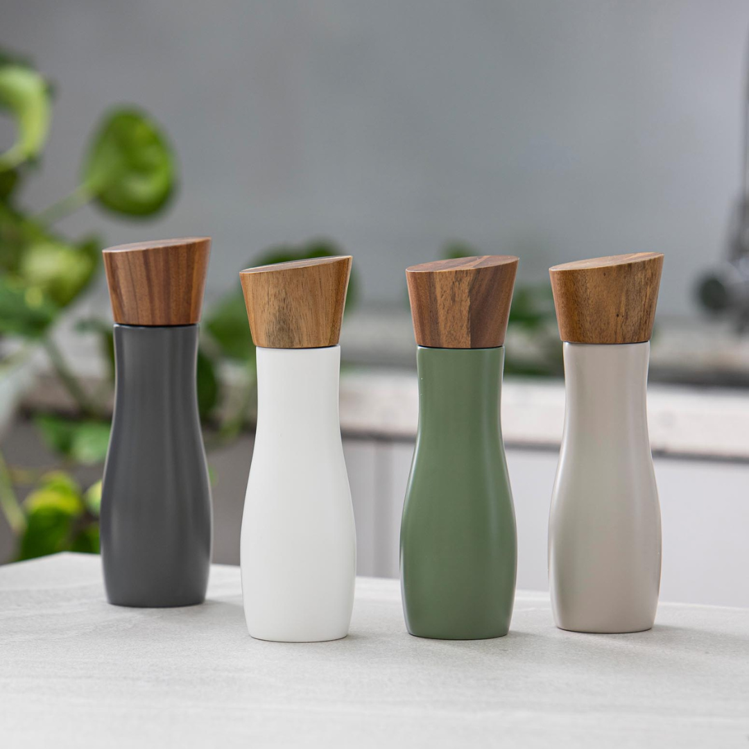 Ladelle Essentials White & Stone Salt & Pepper Grinders