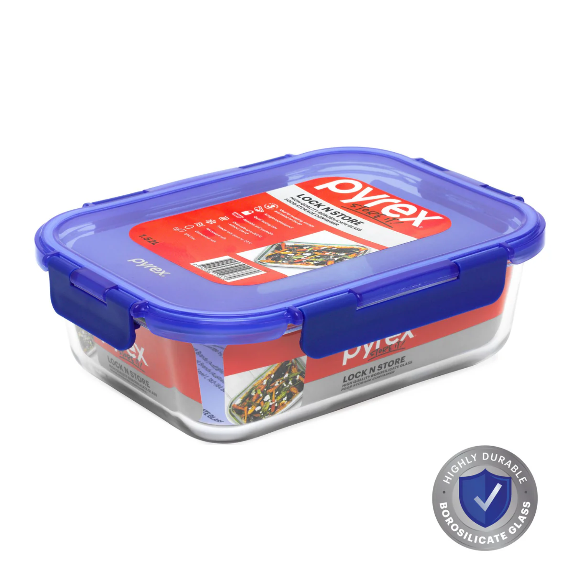 Pyrex Lock N Store Glass Rectangle Container (1.52L)