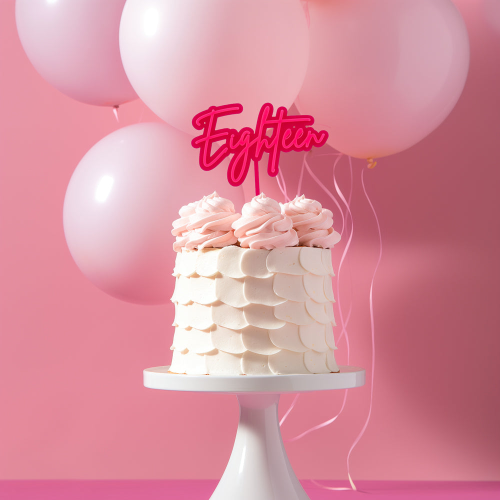 Cake & Candle Layered Cake Topper 18 Hot Pink & Pink