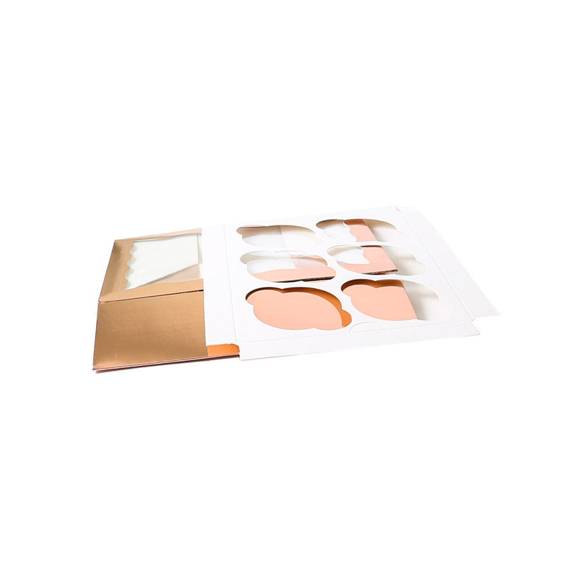 Bake Group Cupcake Box with PVC Window 6 Cupcake Rose Gold