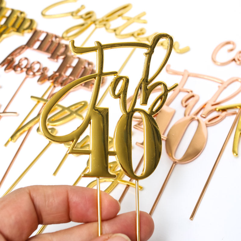 Cake & Candle Plated Cake Topper 21 Rose Gold