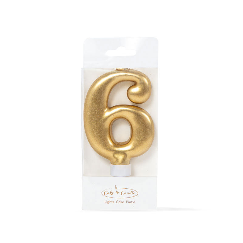 Cake & Candle Candle Number 6 Gold