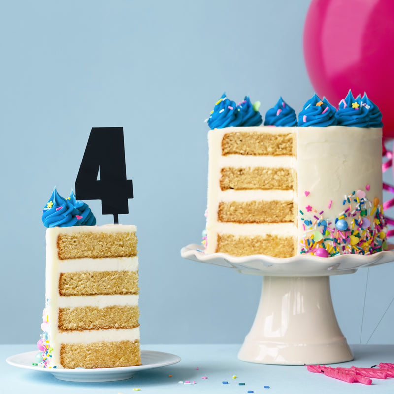Cake & Candle Mega Number 4 Cake Topper Black