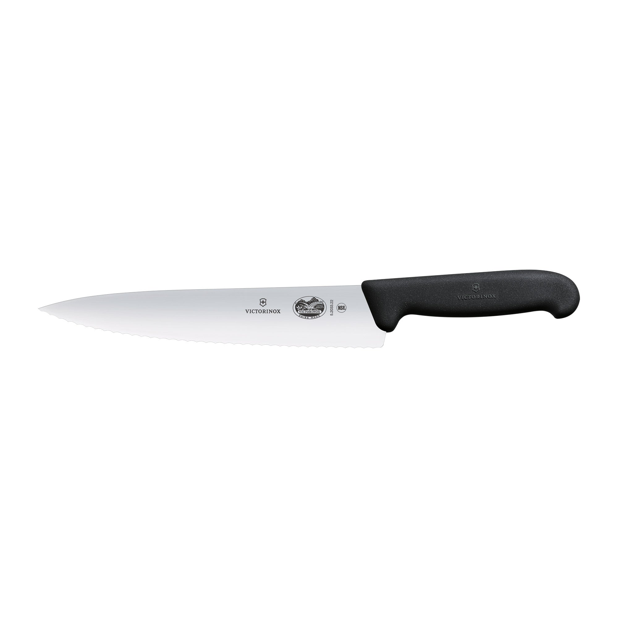 Victorinox Fibrox Carving Knife, 22cm, Wavy Edge - Black