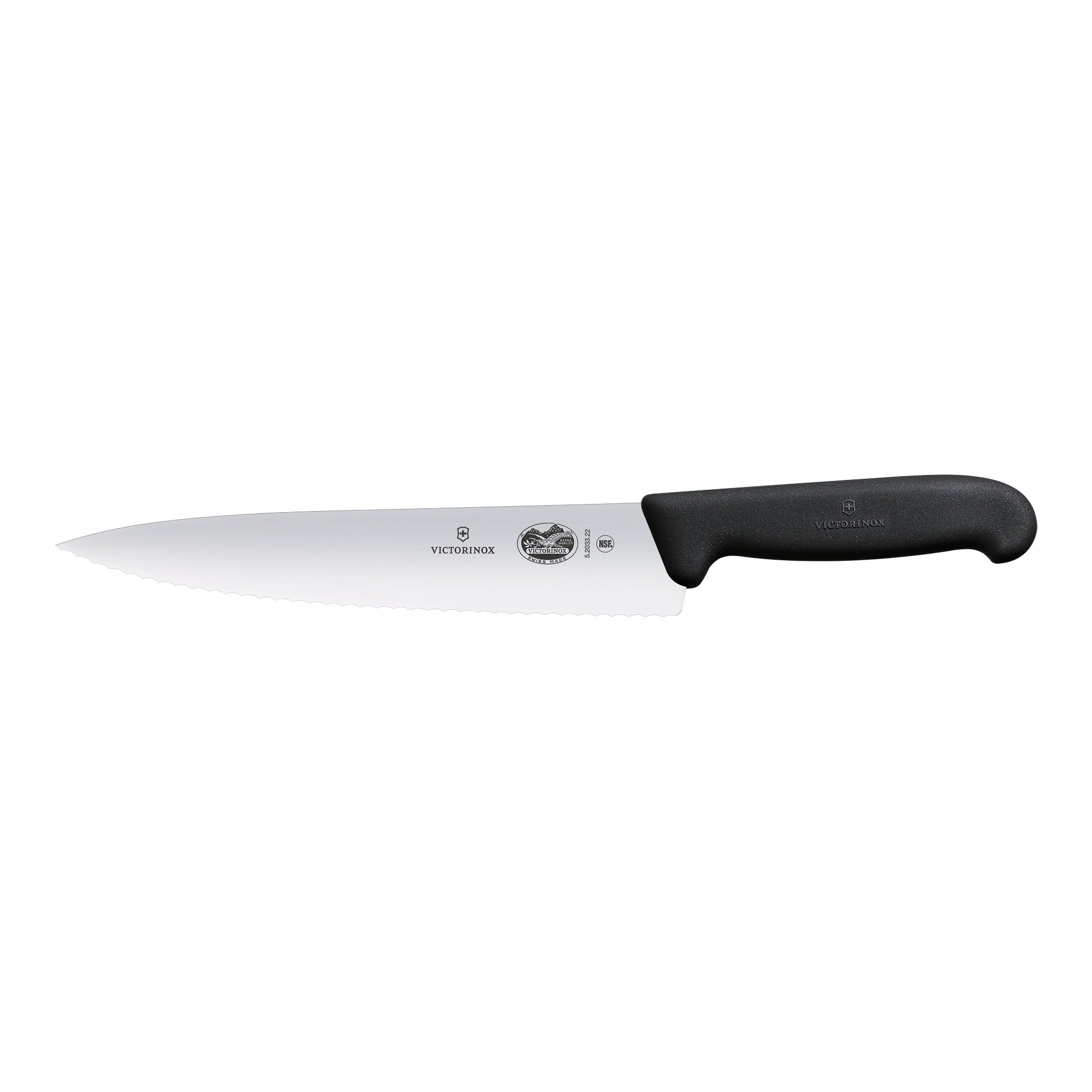 Victorinox Fibrox Carving Knife, 25cm, Wavy Edge - Black