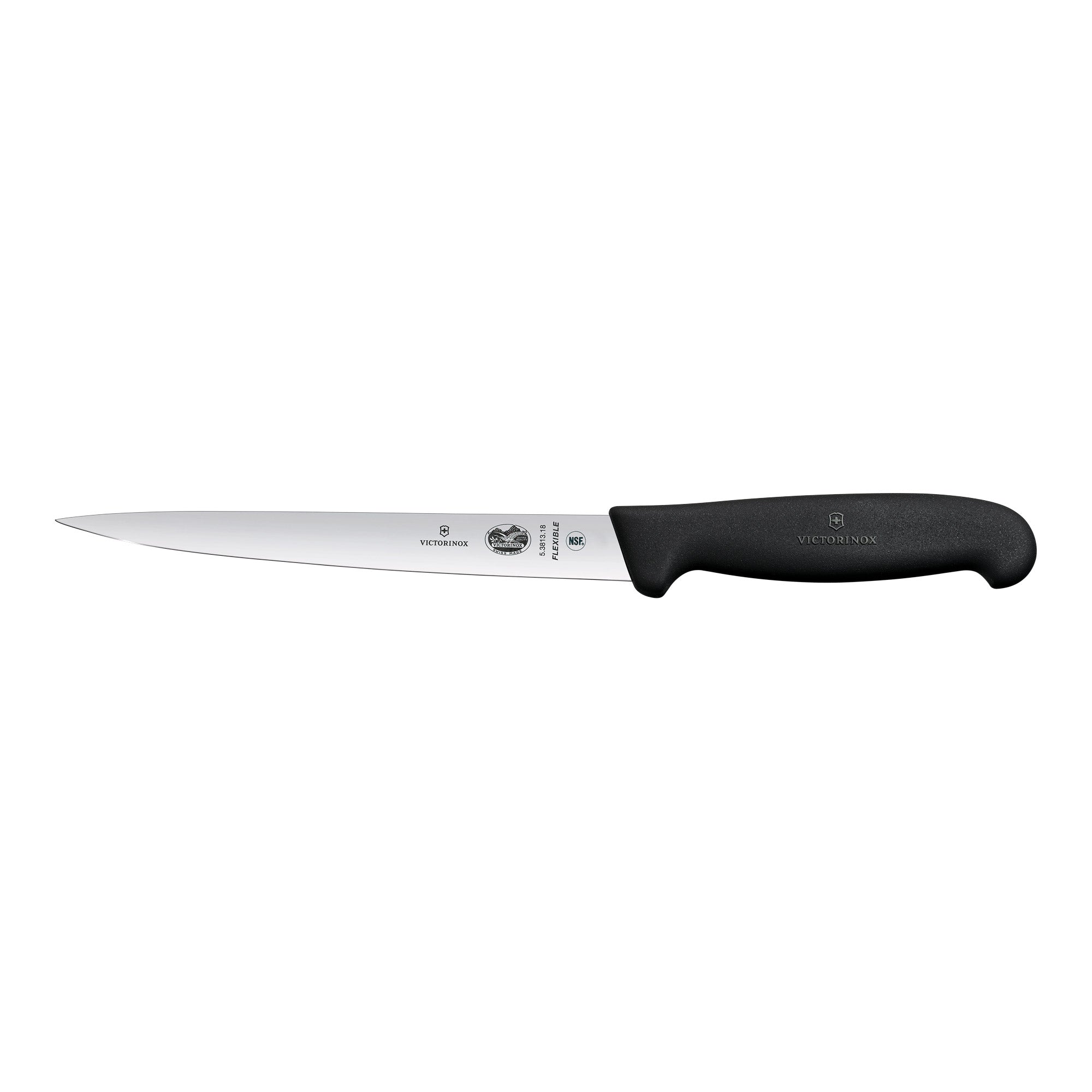 Victorinox Fibrox Filleting Knife, 18cm, Extra Flexible - Black