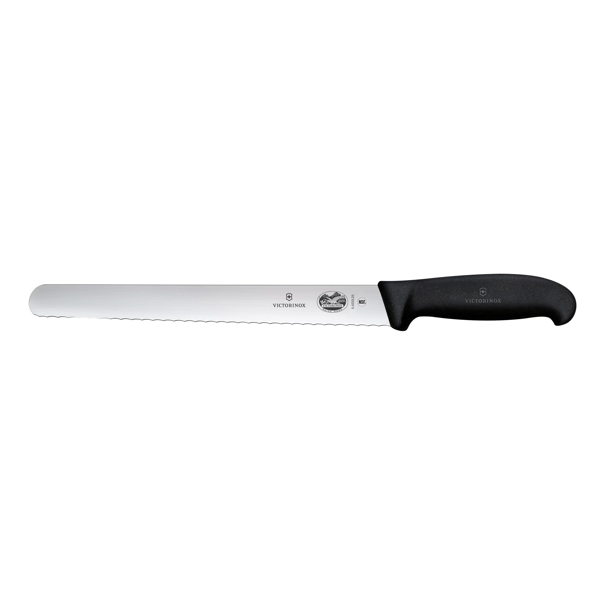 Victorinox Fibrox Slicing Knife, 25cm, Wavy Edge - Black