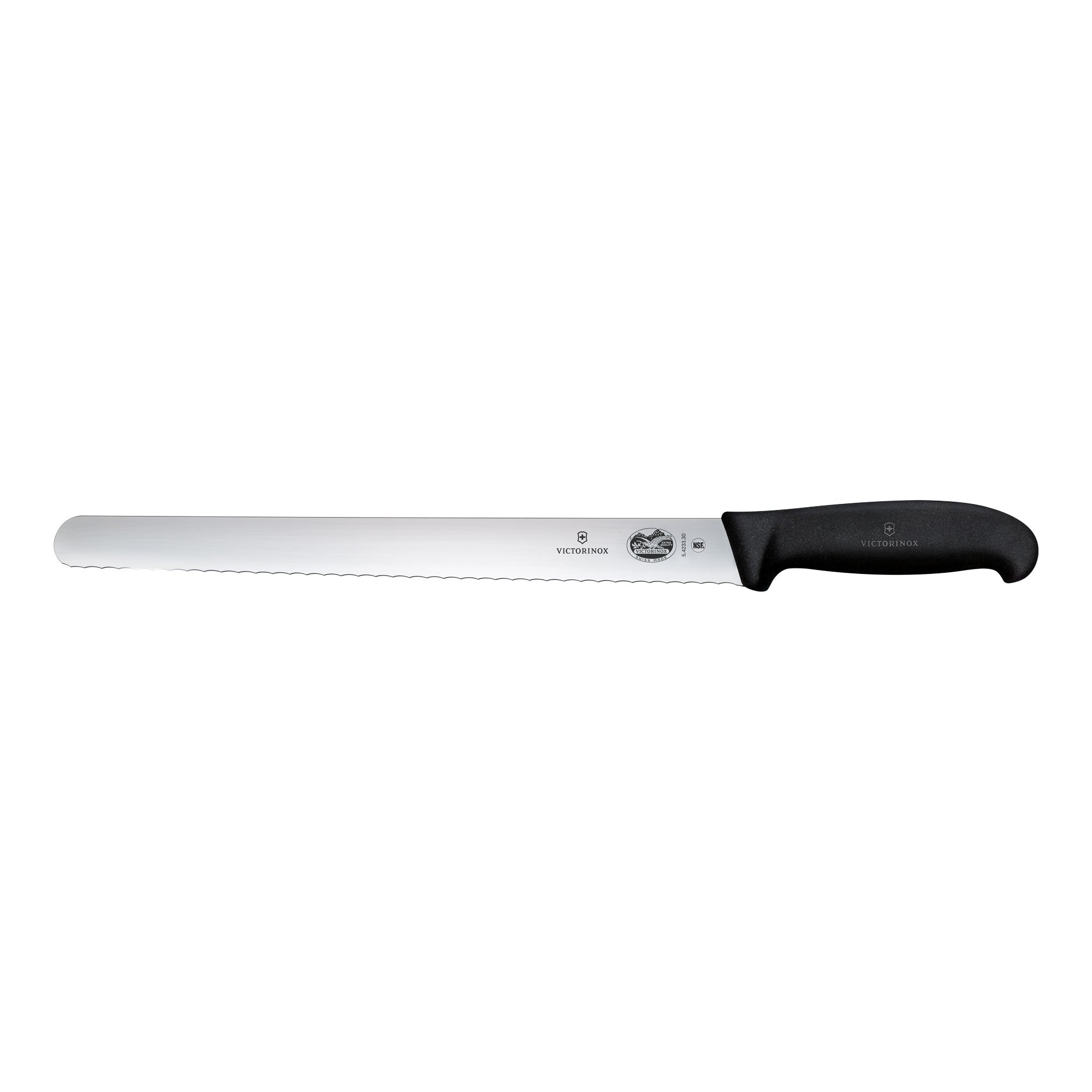 Victorinox Fibrox Slicing Knife, 30cm, Wavy Edge - Black