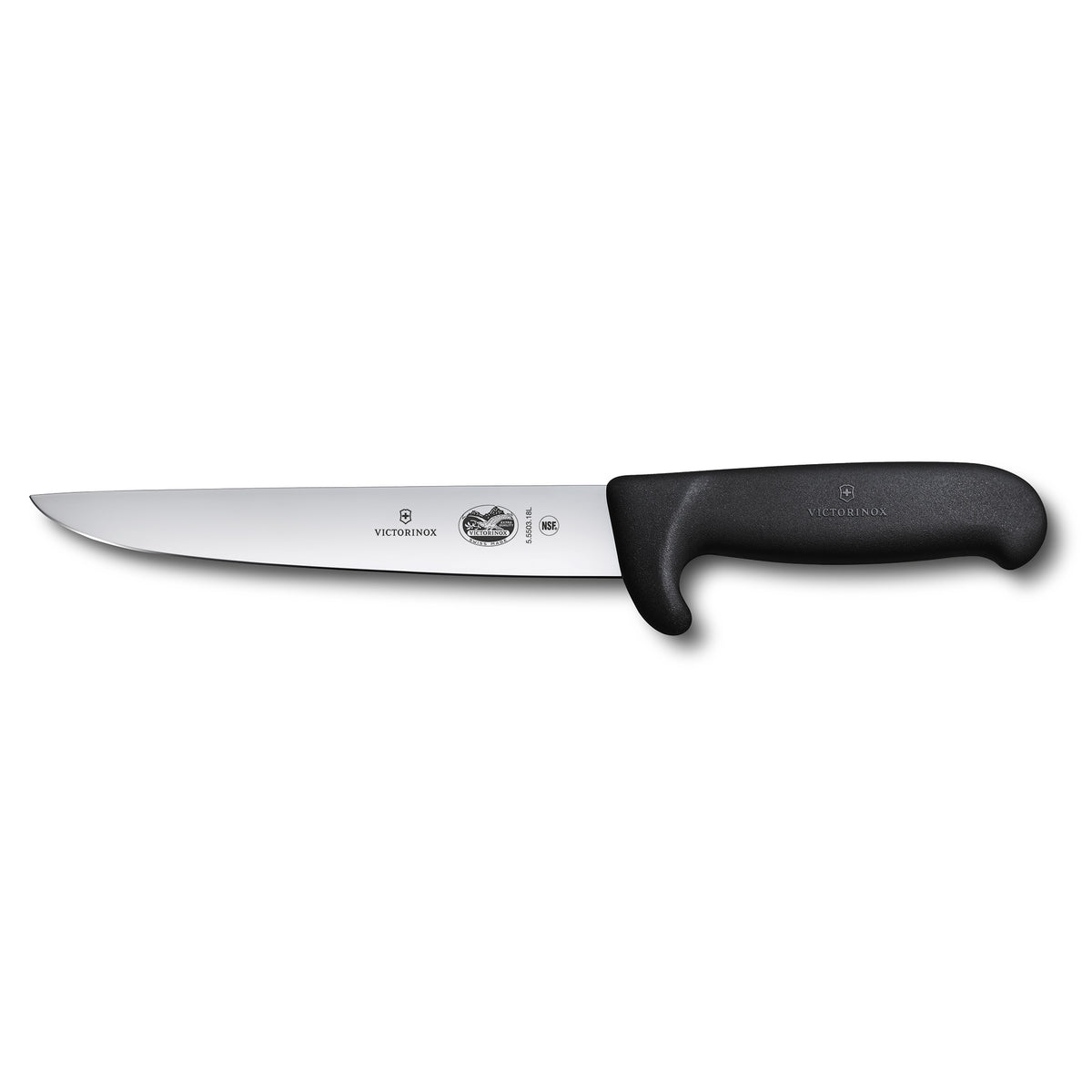 Victorinox Fibrox Sticking Knife Straight Back Blade Safety Nose 18cm (Black)
