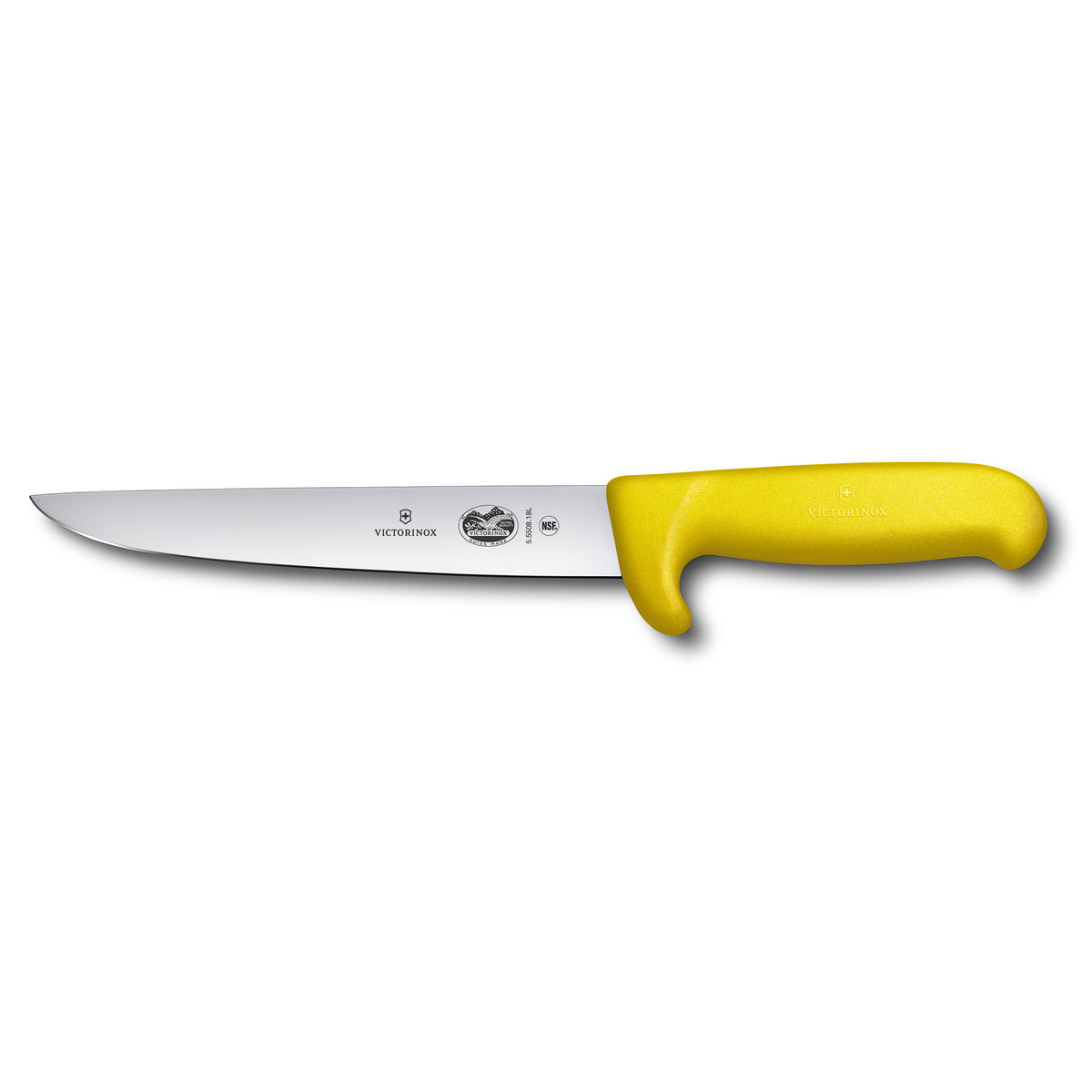 Victorinox Fibrox Sticking Knife Straight Back Blade Safety Nose 18cm (Yellow)