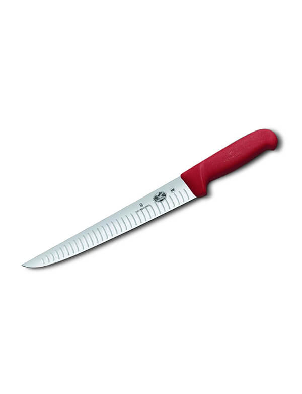 Victorinox Fibrox Sticking Knife Straight Back Fluted Blade 25cm (Red)