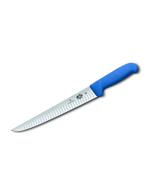 Victorinox Fibrox Straight Back Blade Sticking Knife, 20cm Fluted Edge  - Blue