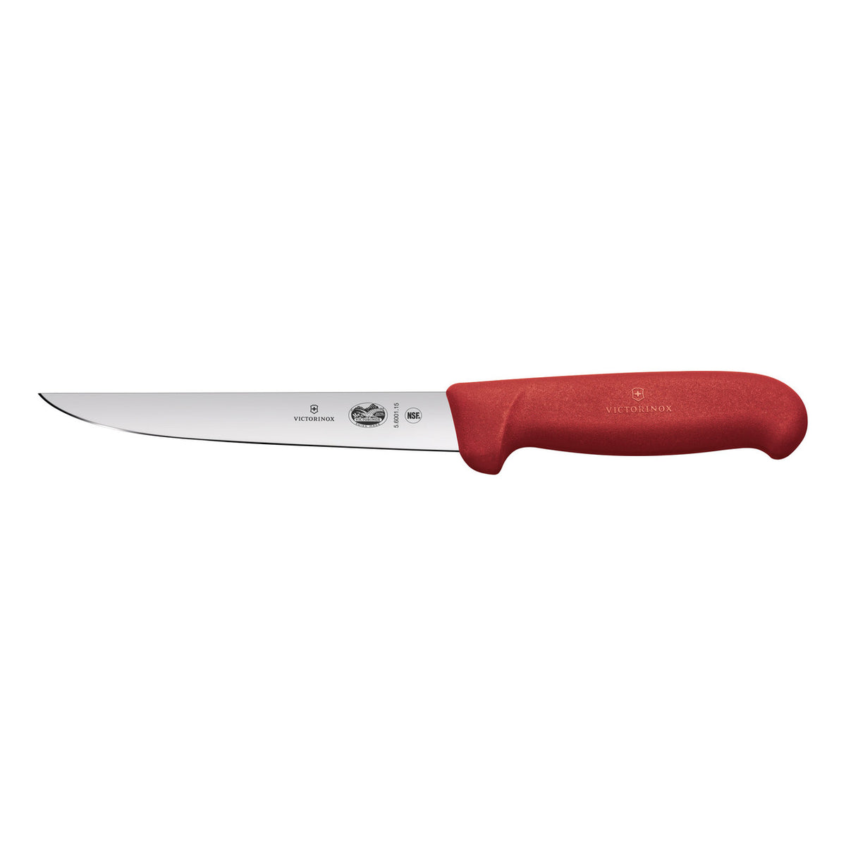 Victorinox Fibrox Boning Knife Straight Edge Wide Blade 15cm (Red)