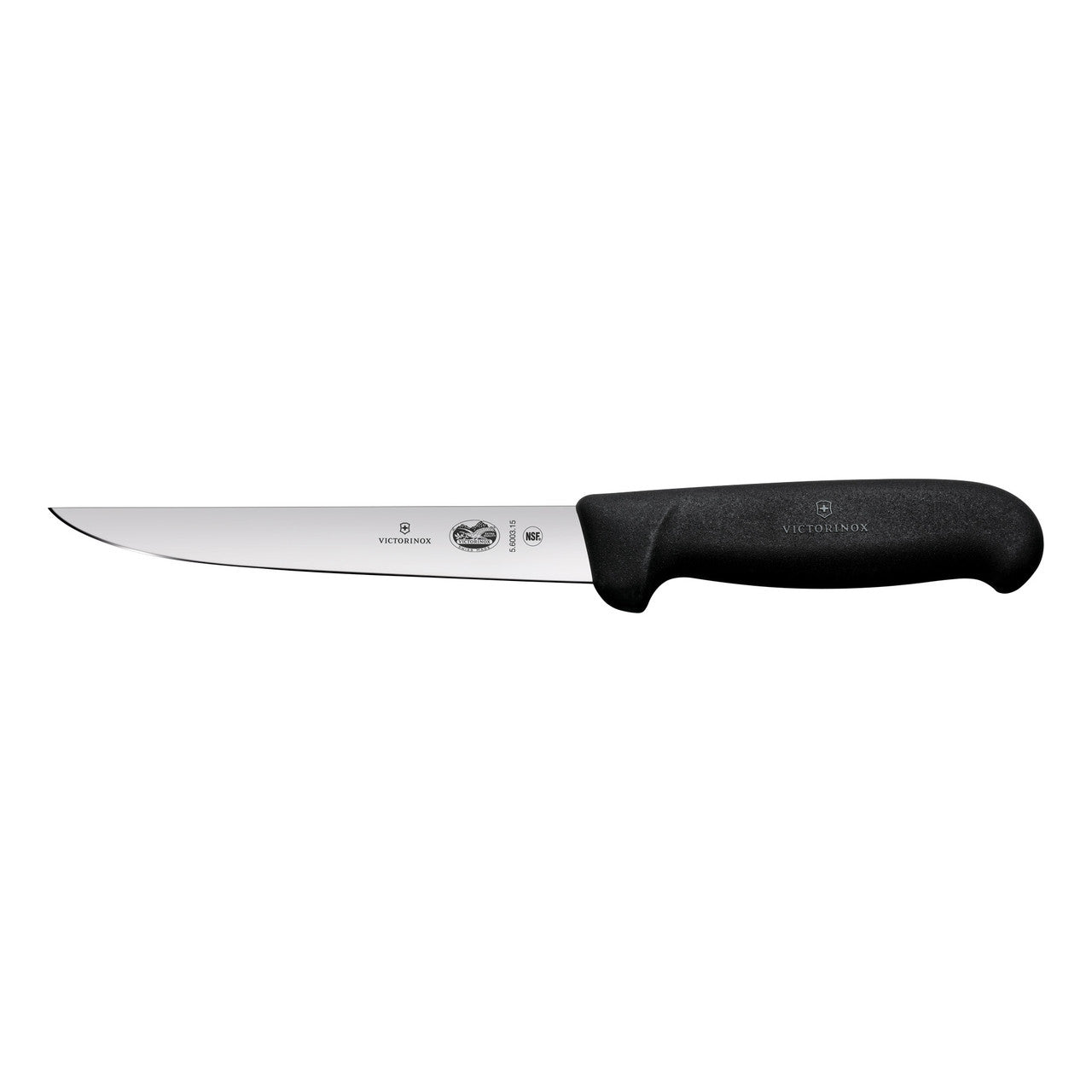 Victorinox Fibrox Boning Knife, 15cm, Straight Wide Blade - Black