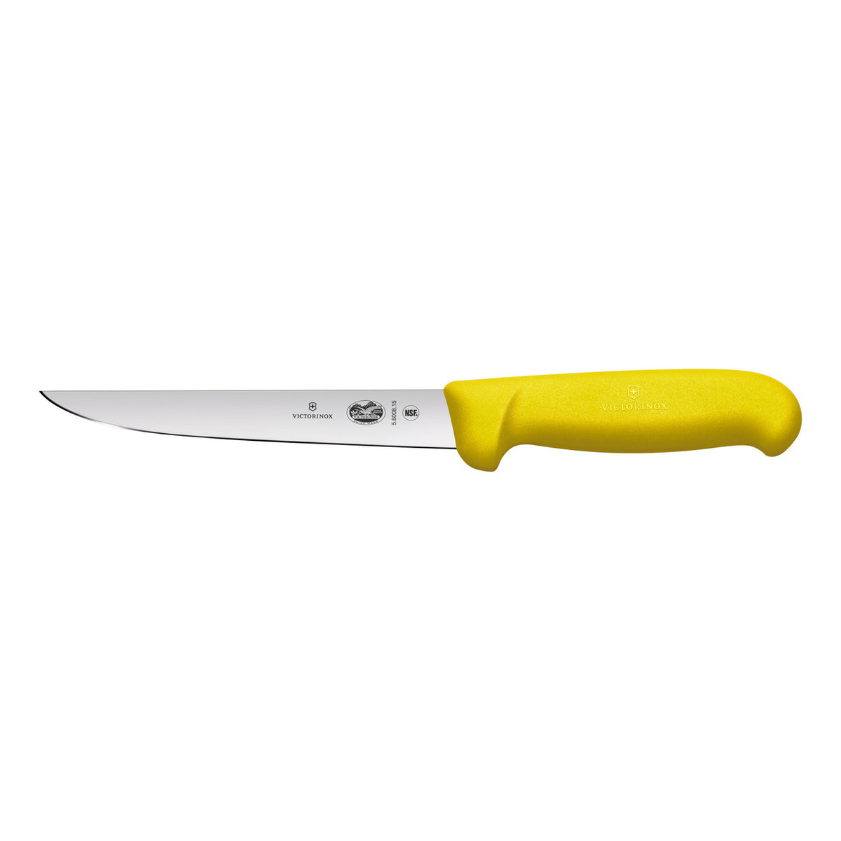 Victorinox Fibrox Boning Knife Straight Edge Wide Blade 15cm (Yellow)