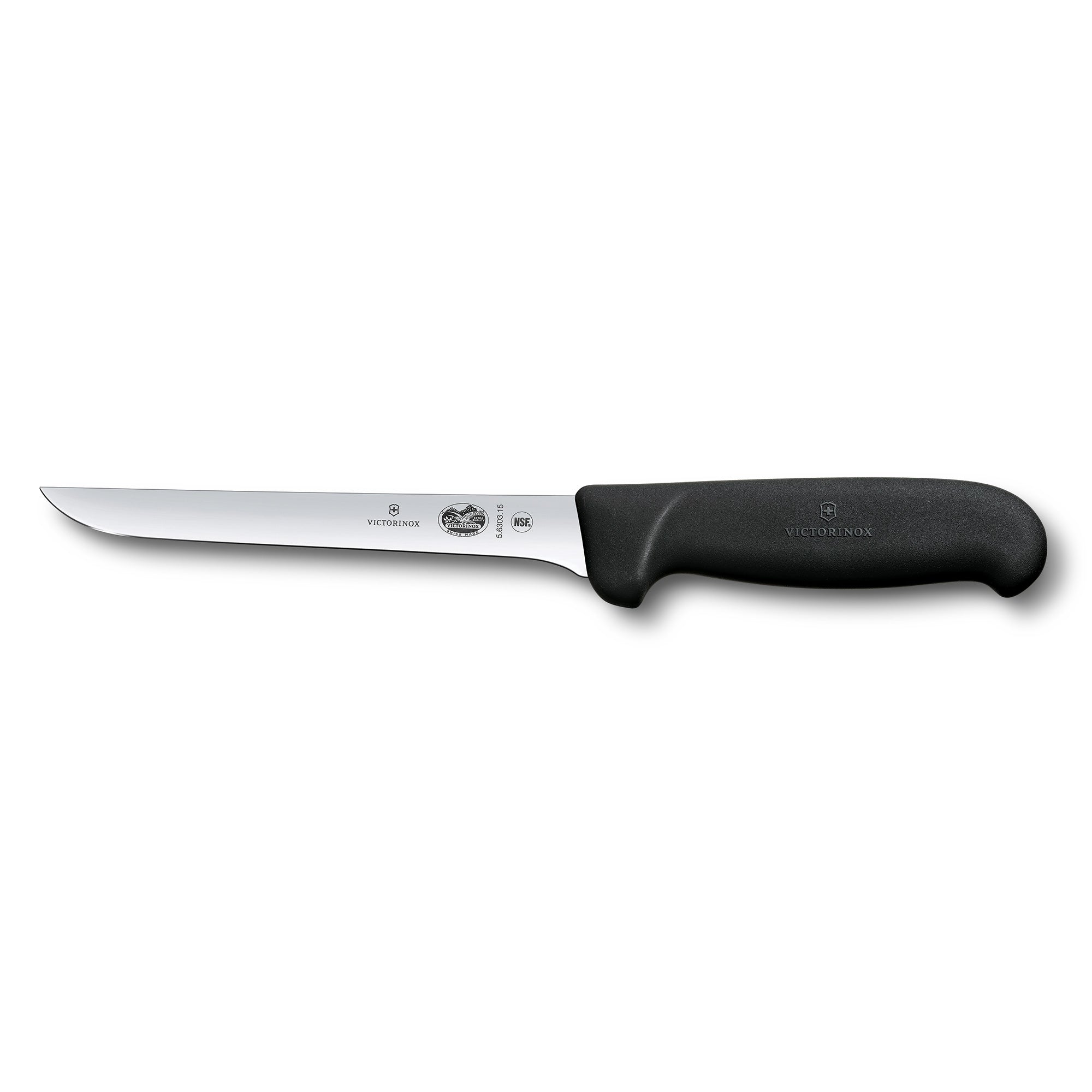 Victorinox Boning Knife,15cm Straight,Ext Narrow,Fibrox - Black