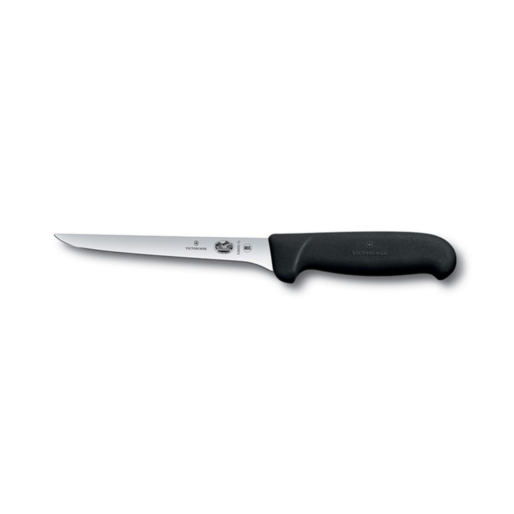 Victorinox Boning Knife,12cm Straight,Narrow Blade,Fibrox - Black