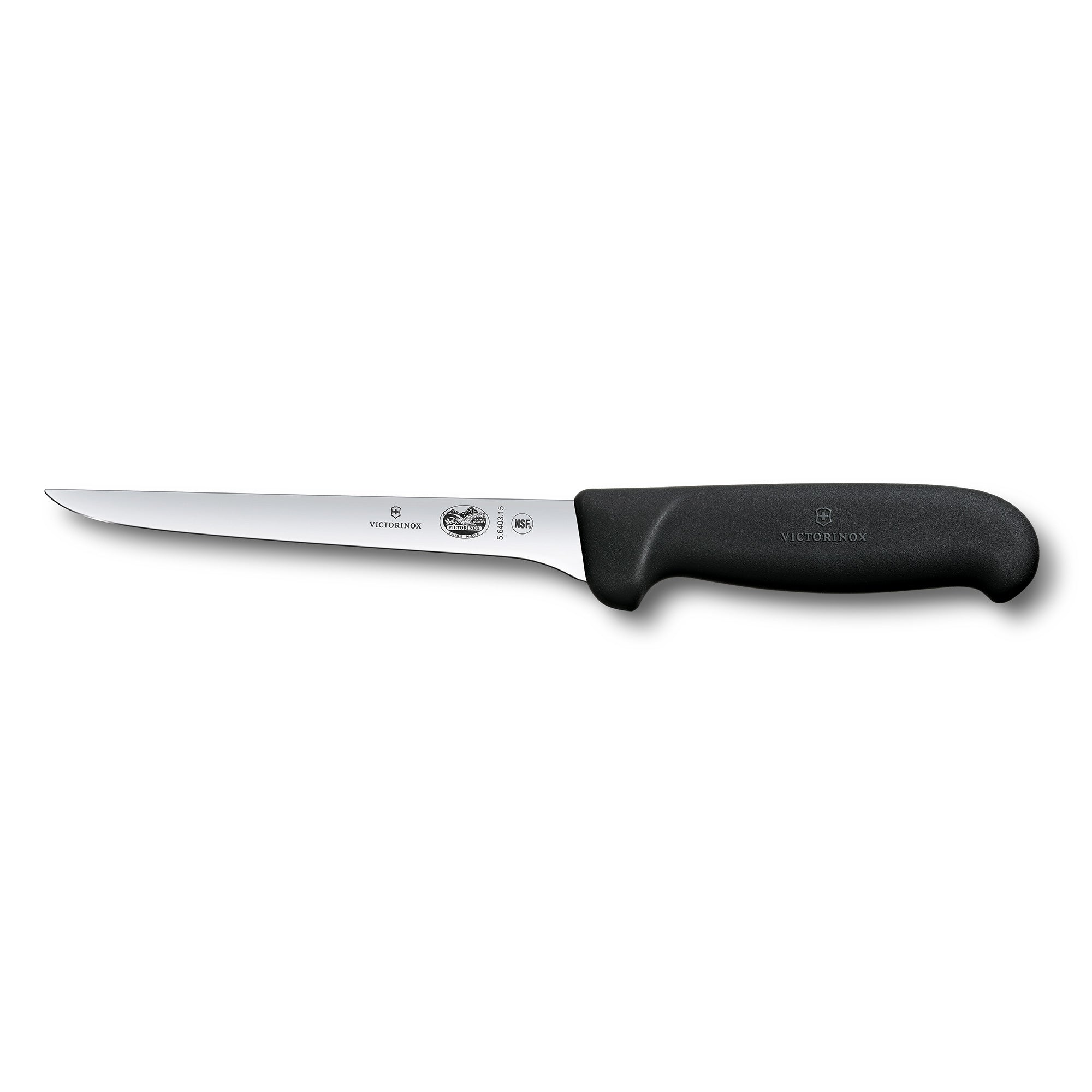 Victorinox Boning Knife,15cm Straight,Narrow Flexible Blade,Fibrox Black