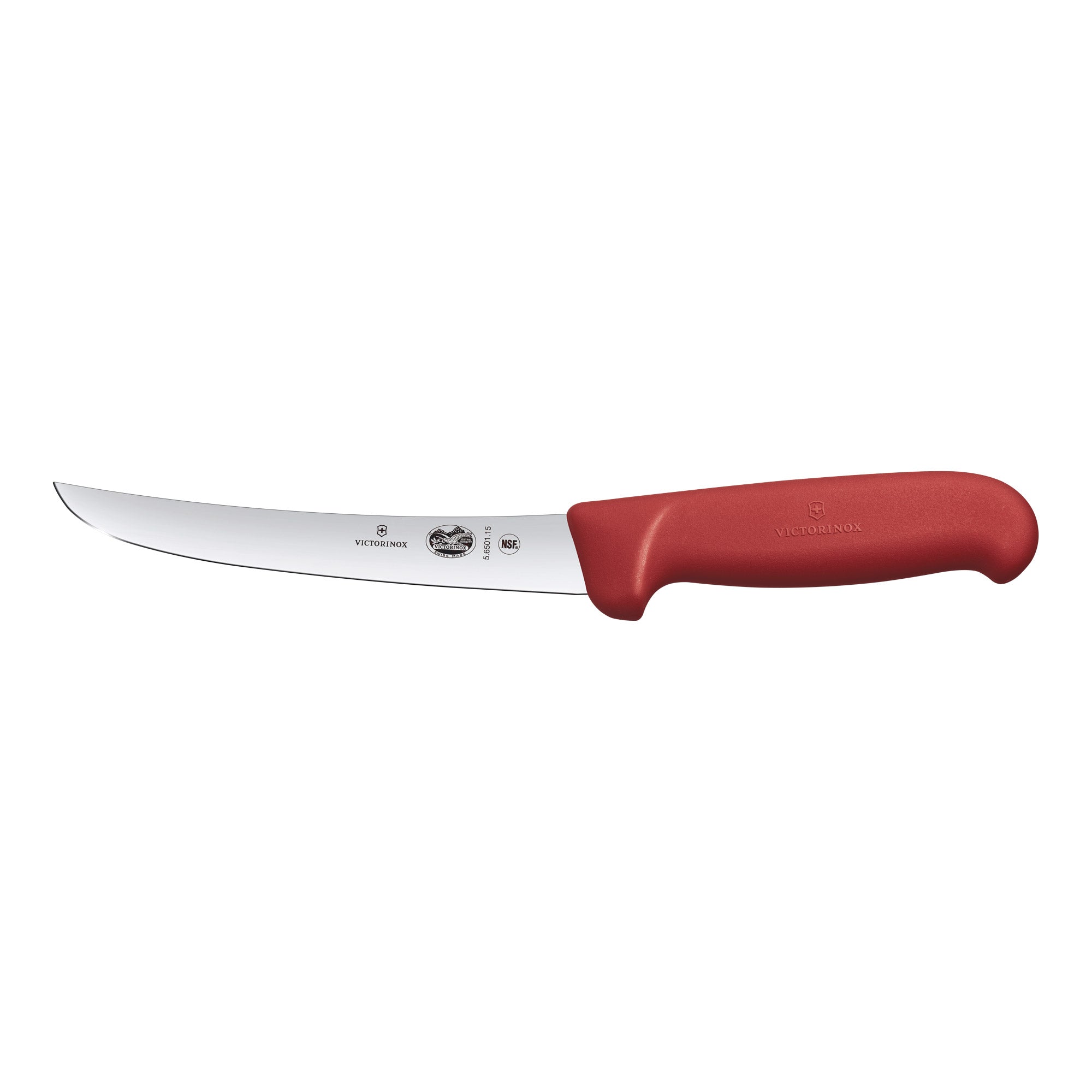 Victorinox Boning Knife,15cm Curved,Wide Blade,Fibrox - Red