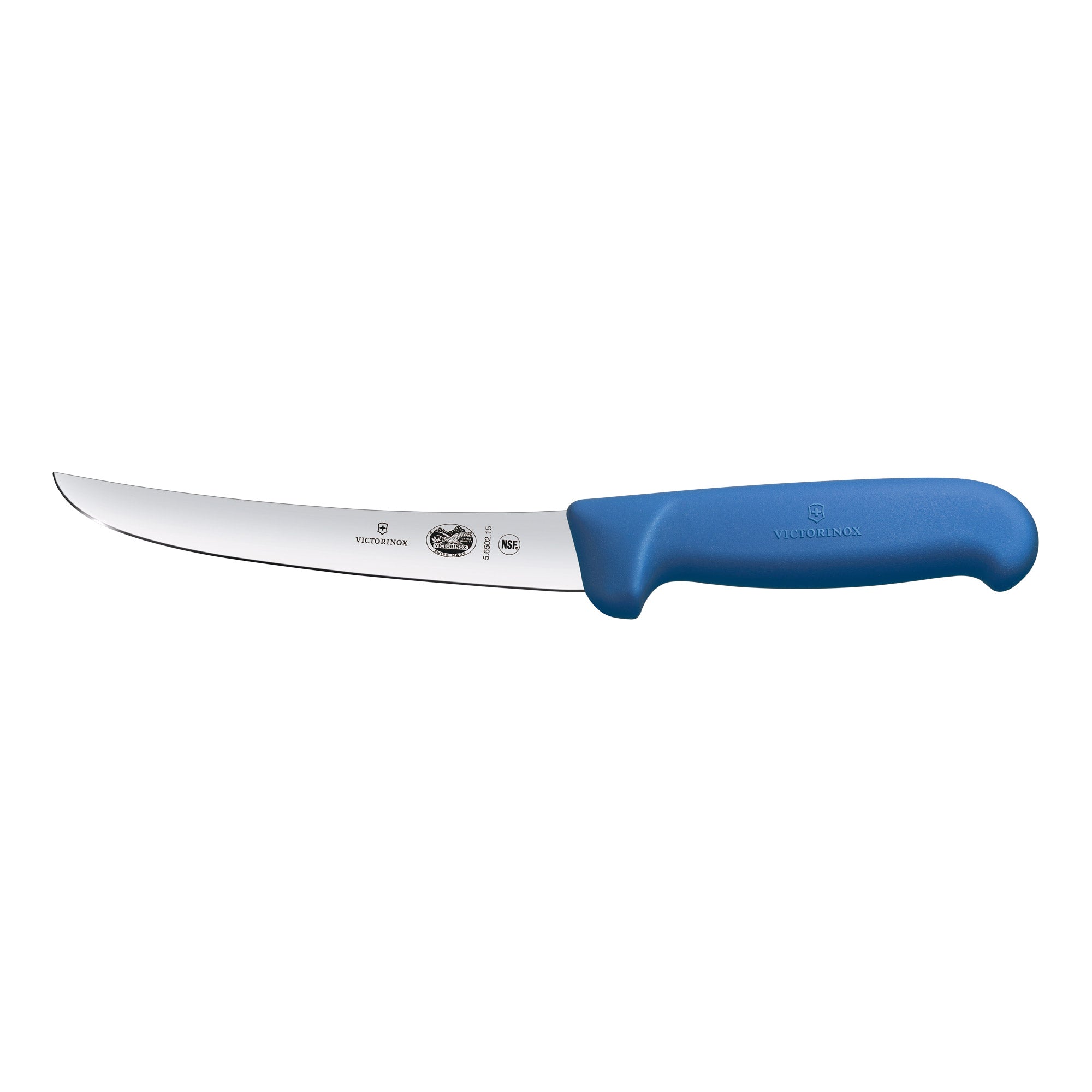 Victorinox Boning Knife,15cm Curved,Wide Blade,Fibrox - Blue