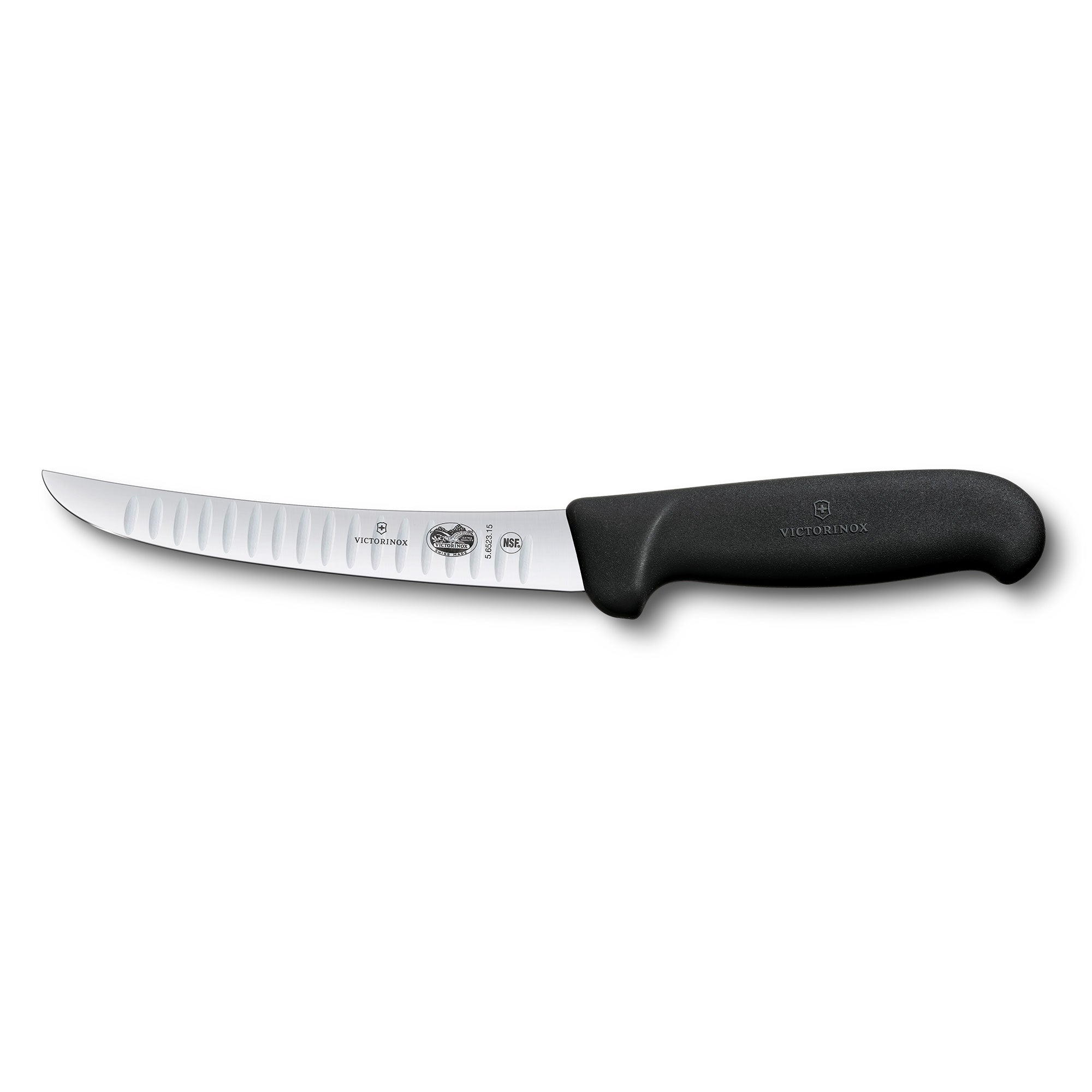 Victorinox Boning Knife,15cm Curved Fluted Blade,Fibrox - Black