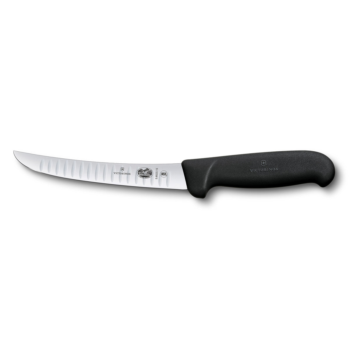 Victorinox Fibrox Boning Knife Curved Fluted Blade 15cm