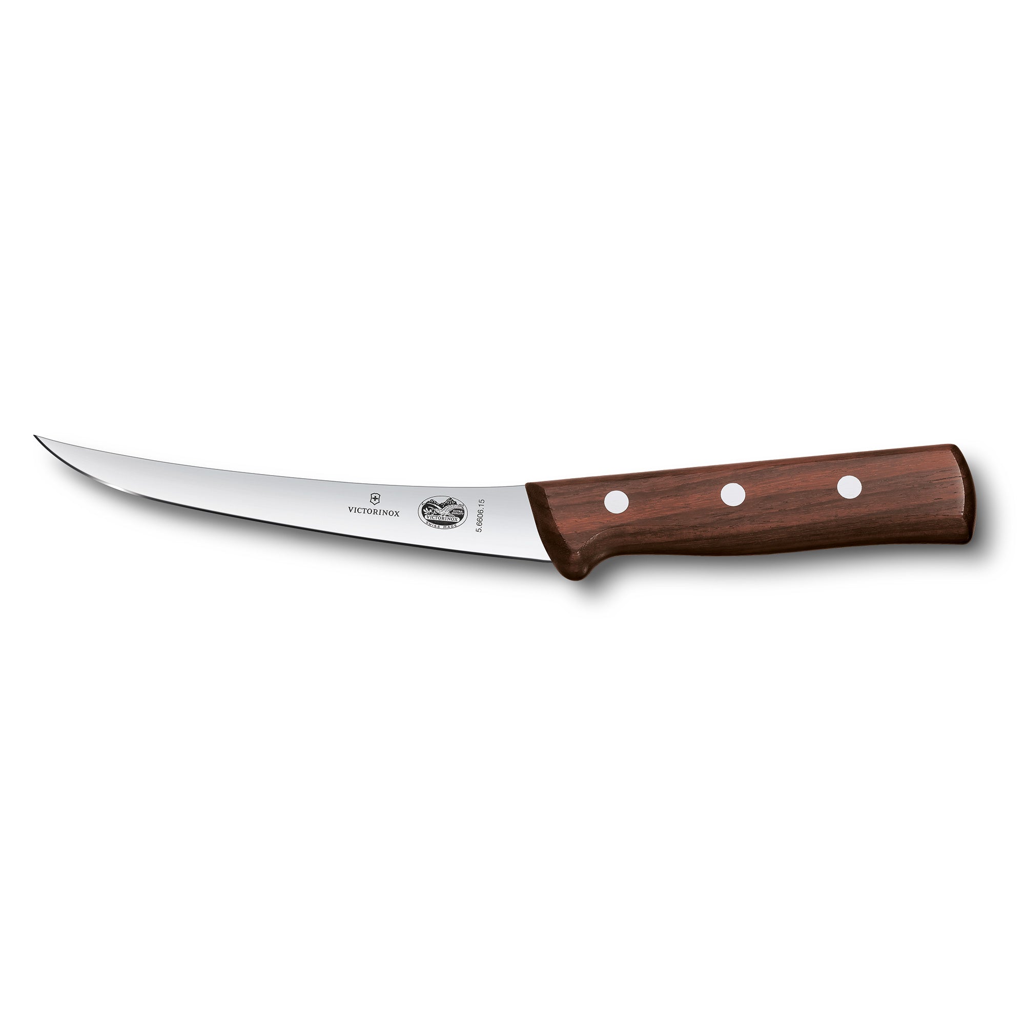 Victorinox Boning Knife,16cm Curved,Narrow Blade,American Handle - Wood