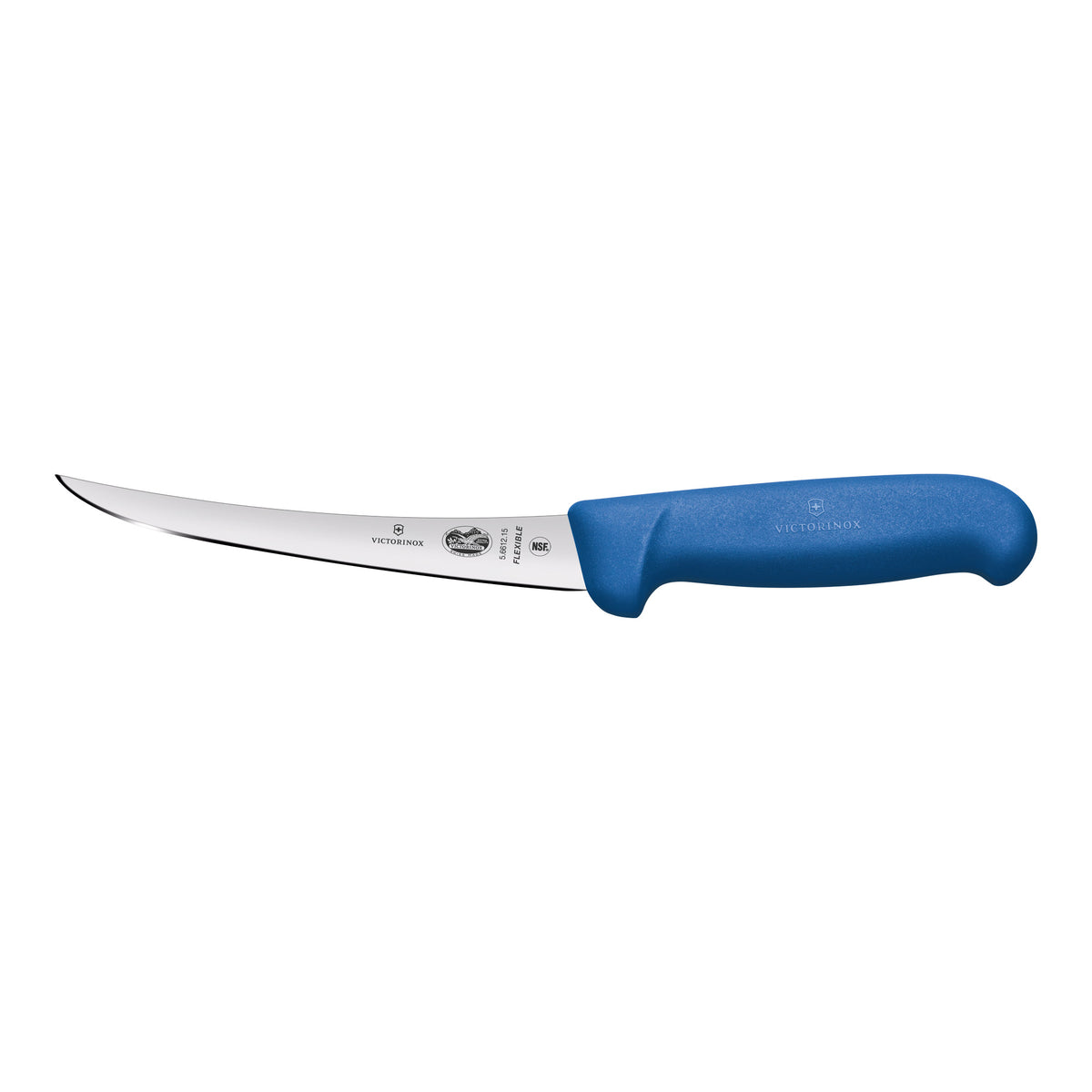 Victorinox Fibrox Boning Knife Curved Narrow Flexible Blade 15cm (Blue)