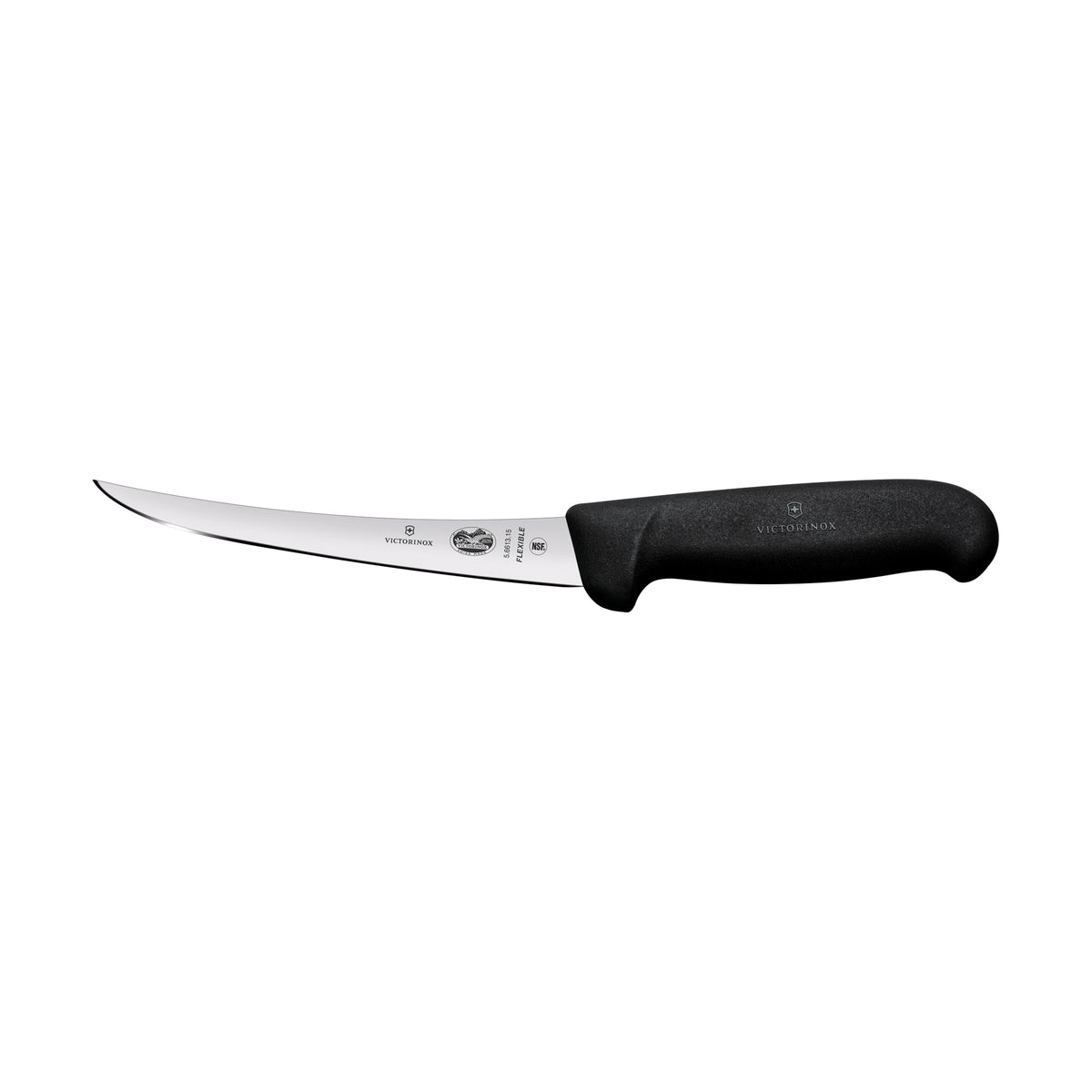 Victorinox Fibrox Boning Knife Curved Narrow Flexible Blade 15cm (Black)