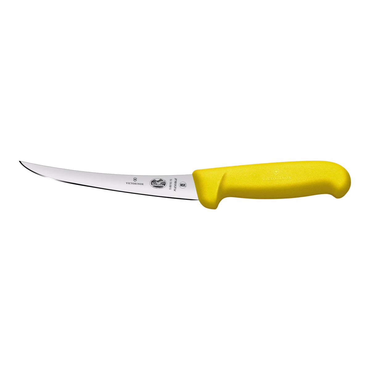Victorinox Fibrox Boning Knife Curved Narrow Flexible Blade 12cm (Yellow)