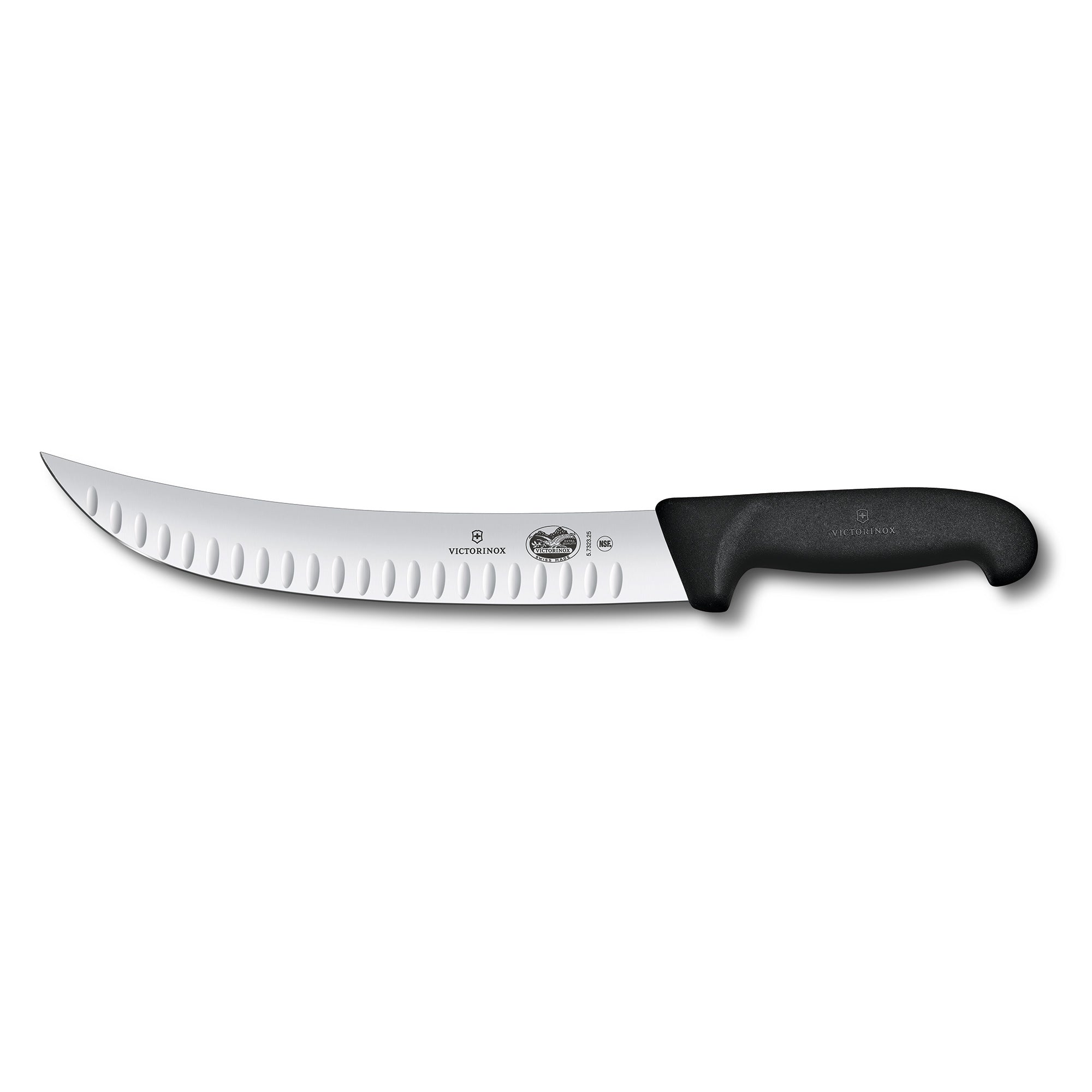 Victorinox Brisket Knife,25cm Curved Wide Blade, Fibrox - Black