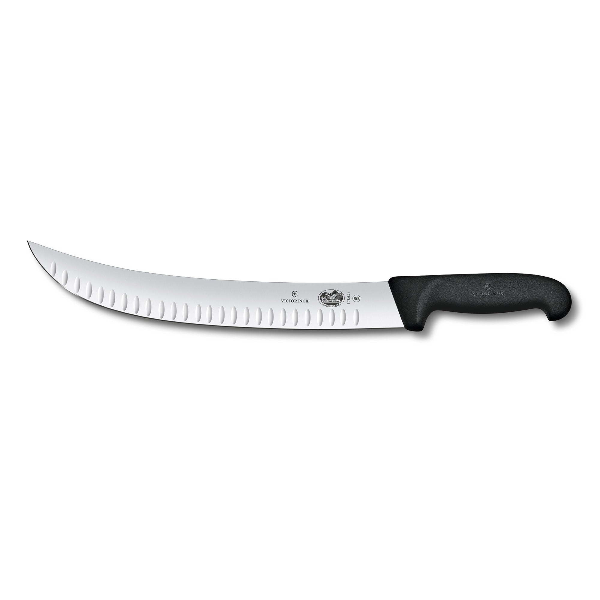 Victorinox Brisket Knife,31cm Curved Wide Blade, Fibrox - Black