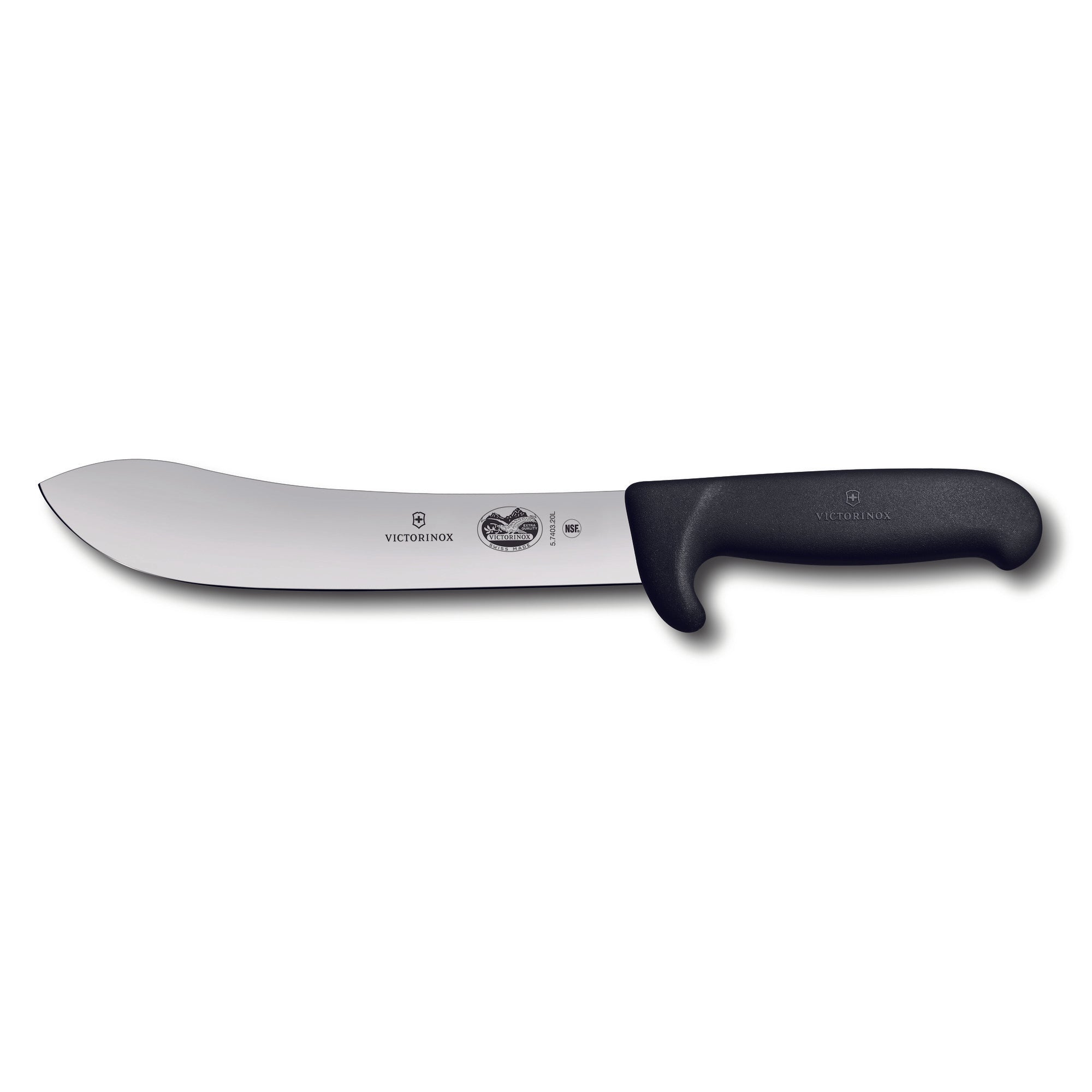 Victorinox Butchers Knife,20cm Safety Nose,Wide Tip Blade,Fibrox - Black