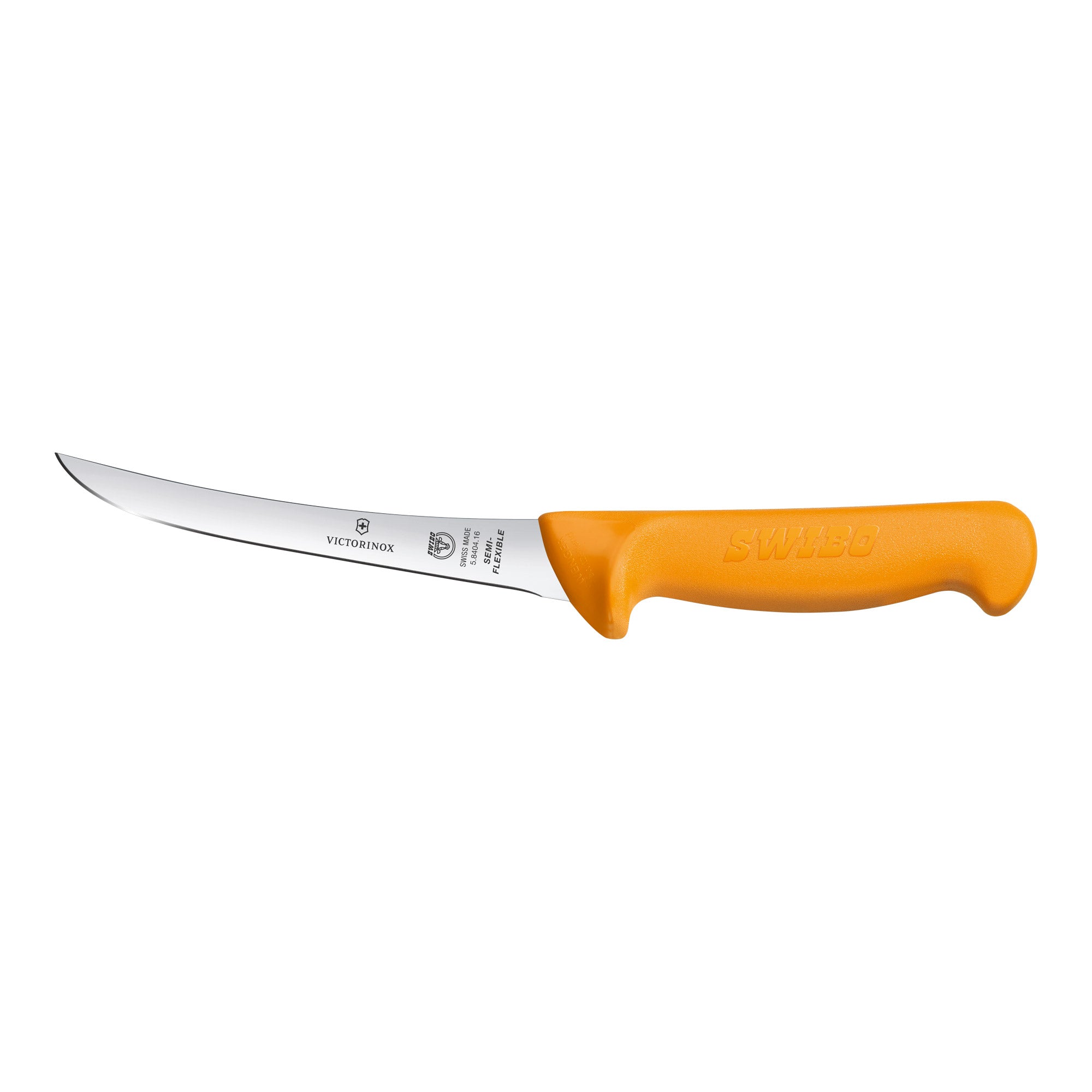Victorinox Swibo Boning Knife,16cm Curved Narrow Blade,Semi Flexible - Yellow