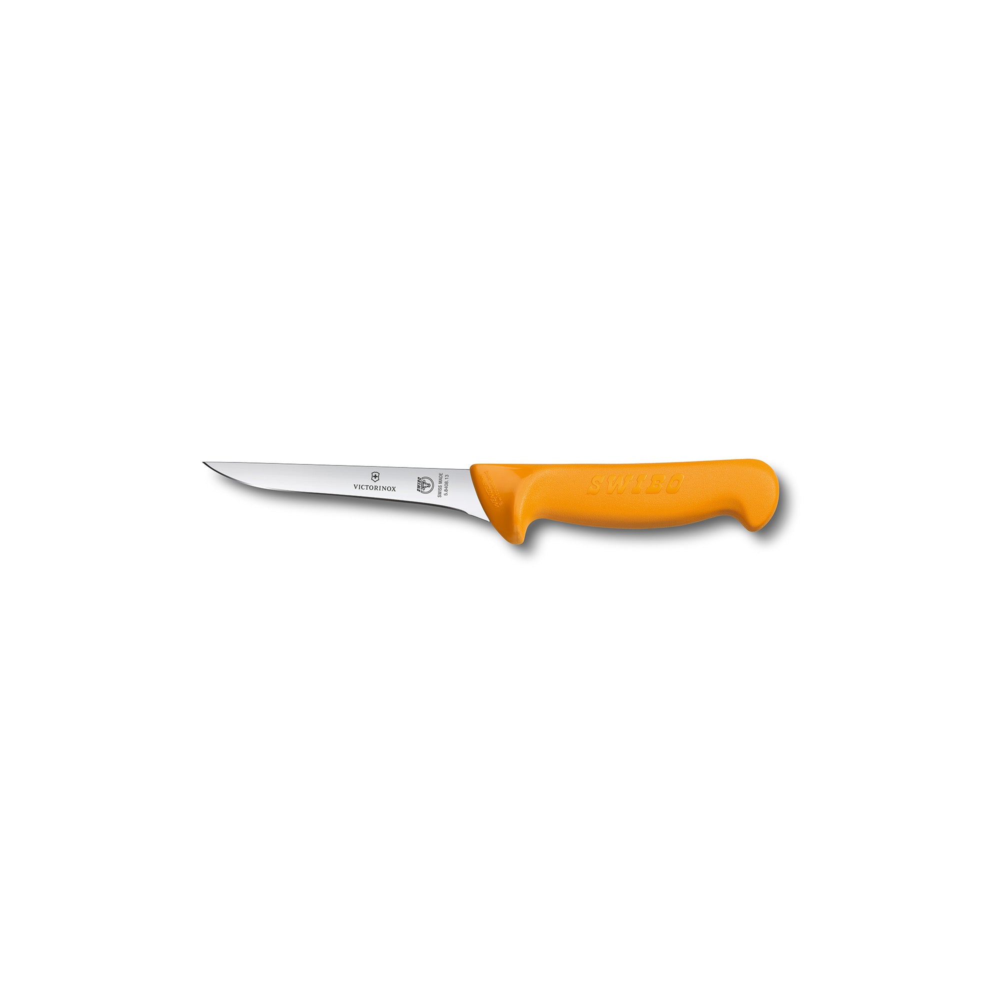 Victorinox Swibo Boning Knife,10cm Straight Narrow Blade,Curved to Guard Yellow