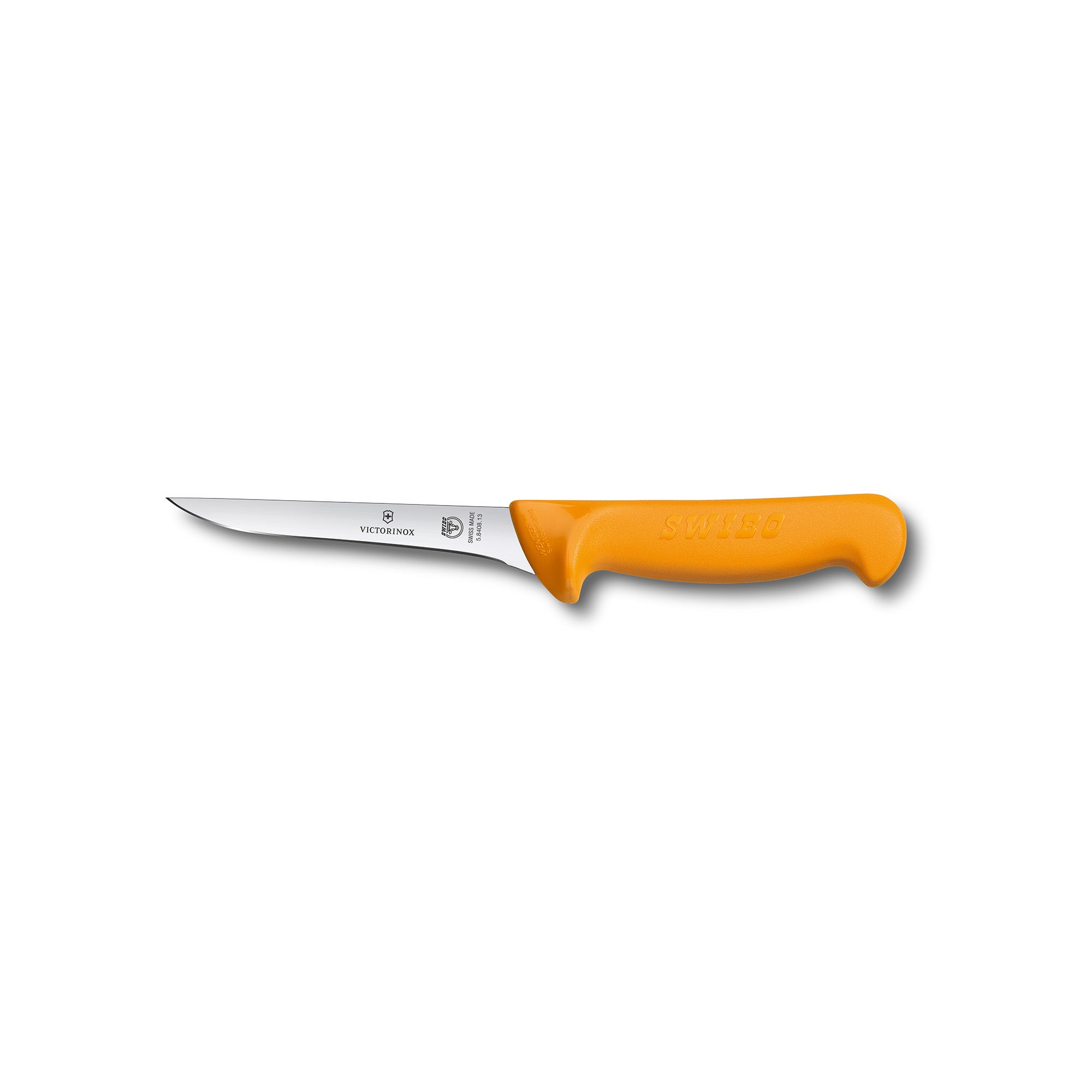 Victorinox Swibo Boning Knife,13cm Straight Narrow Blade,Curved to Guard Yellow