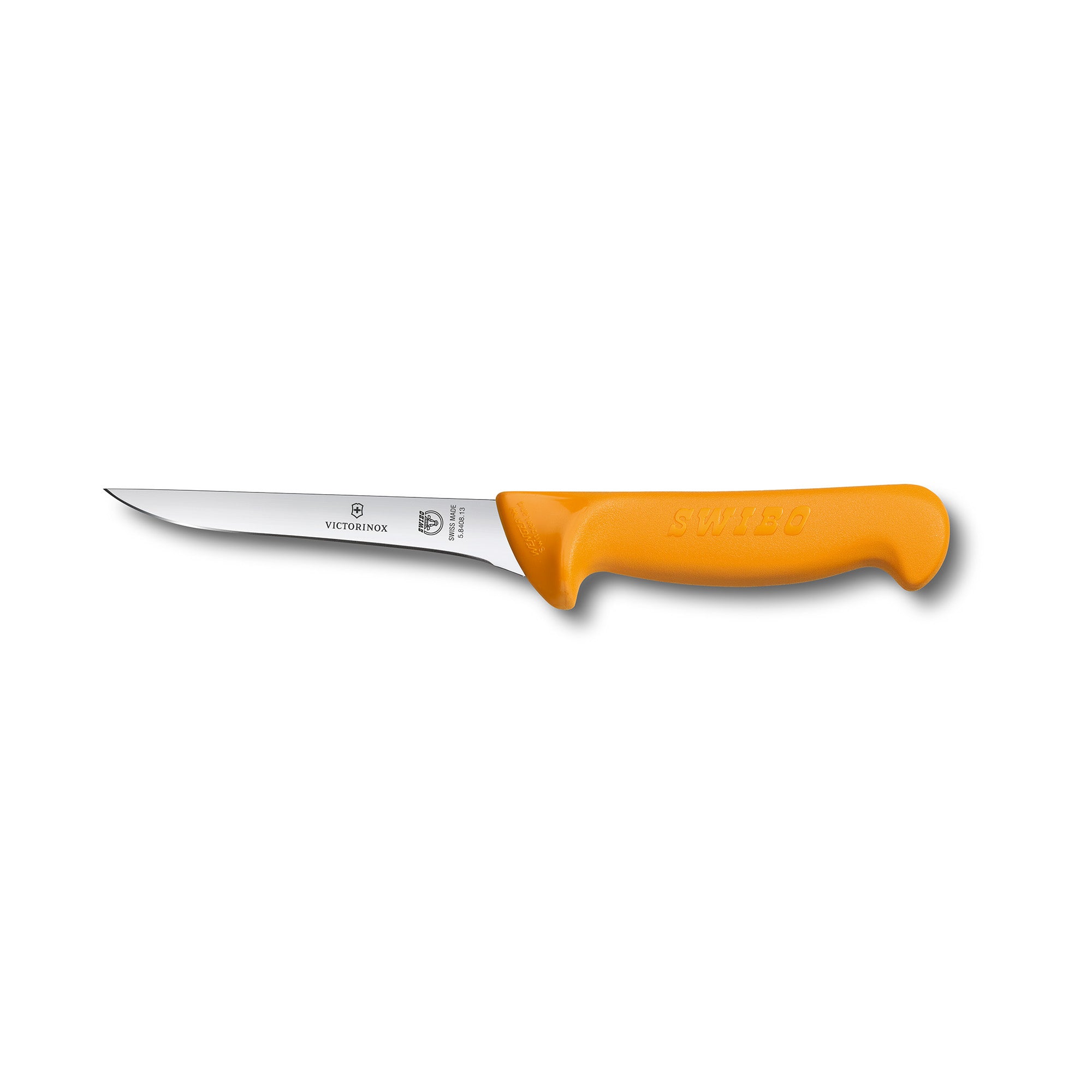 Victorinox Swibo Boning Knife,16cm Straight Narrow Blade,Curved to Guard Yellow