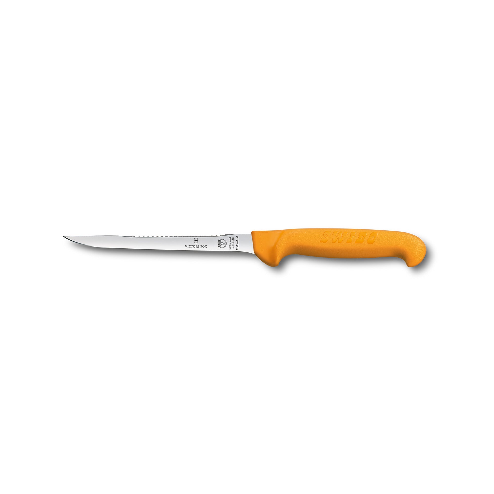 Victorinox Swibo Filleting Knife 16cm Flex Blade,Narrow Handle with Scaler Back Yellow