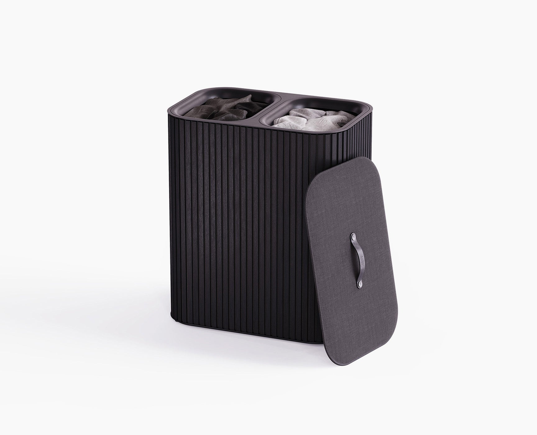 Joseph Joseph Tota Twin Luxe 90L Easy-Empty Bamboo Laundry Basket  (Carbon Black)