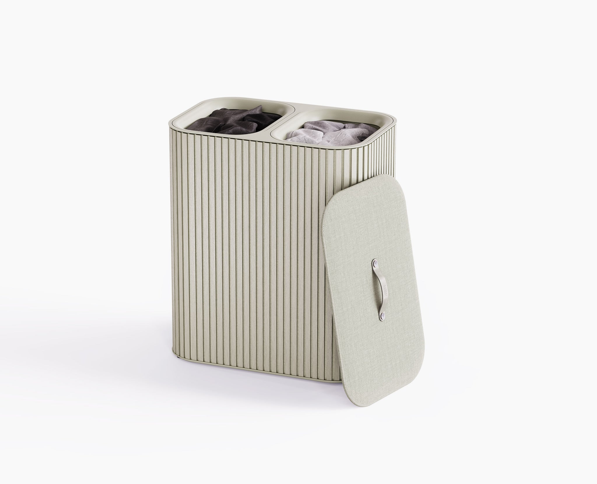 Joseph Joseph Tota Twin Luxe 90L Easy-Empty Bamboo Laundry Basket (Ecru)