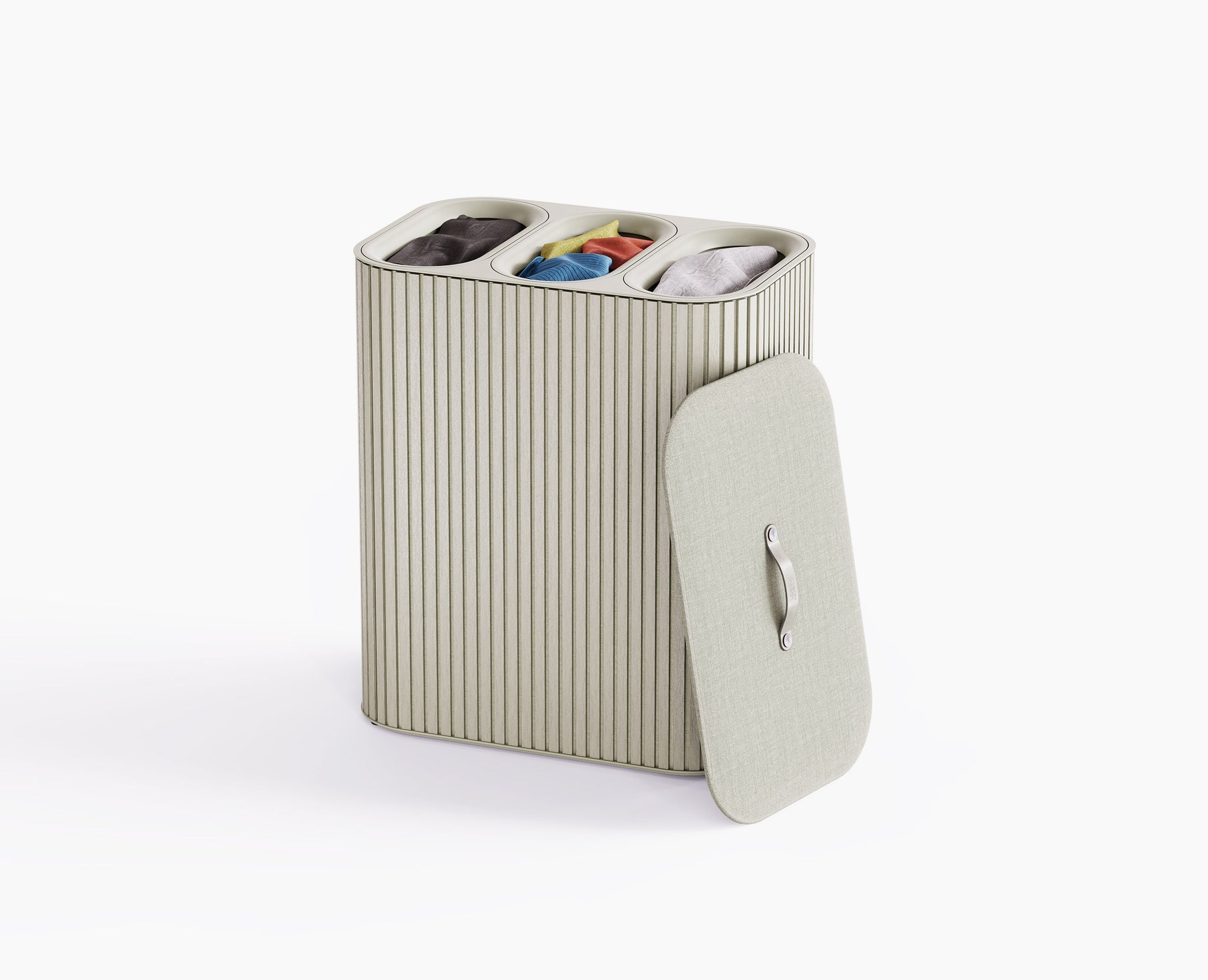 Joseph Joseph Tota Trio Luxe 90L Easy-Empty Bamboo Laundry Basket (Ecru)