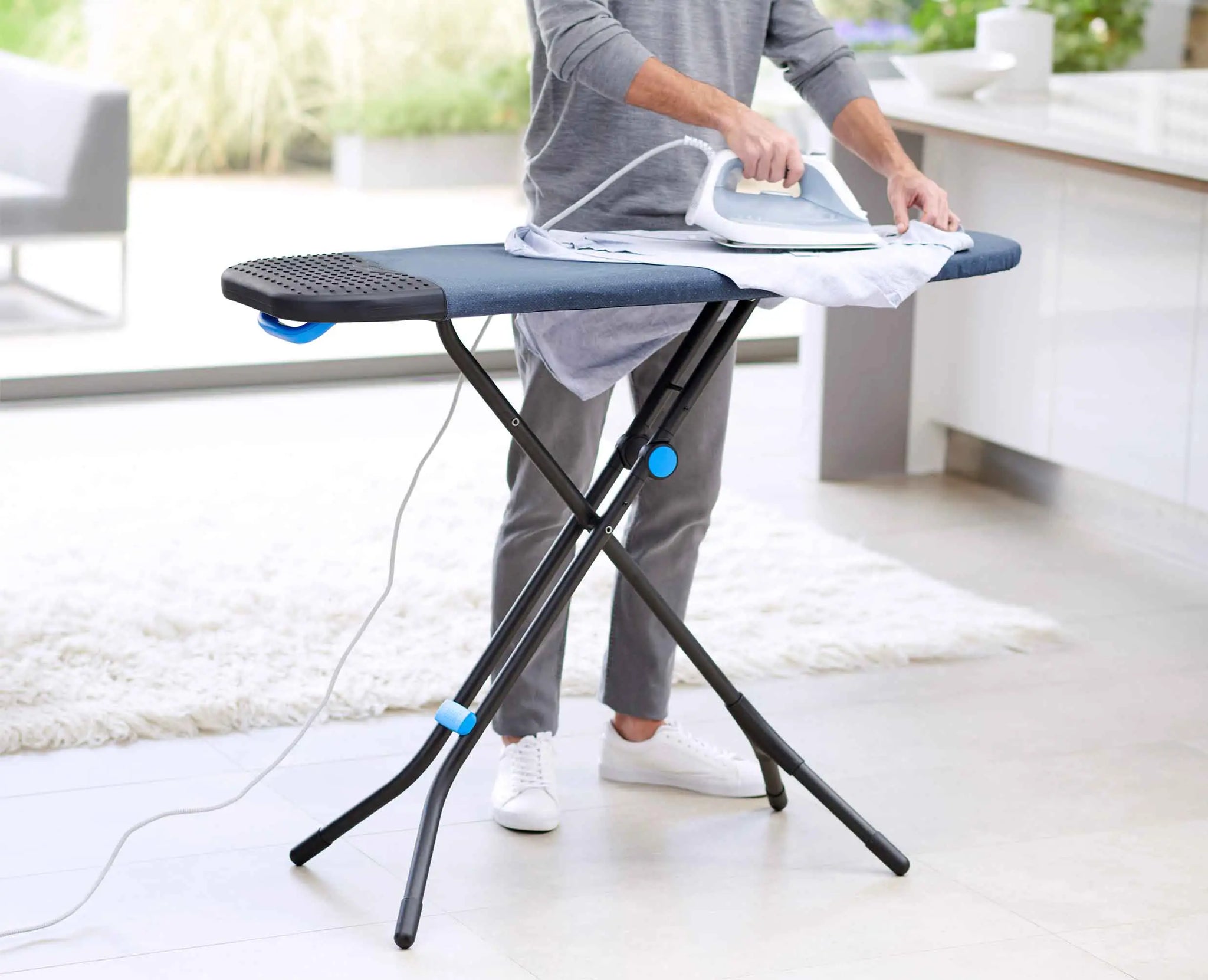 Joseph Joseph Glide Plus Easy-Store Ironing Board With Advanced Cover -  Black/Blue